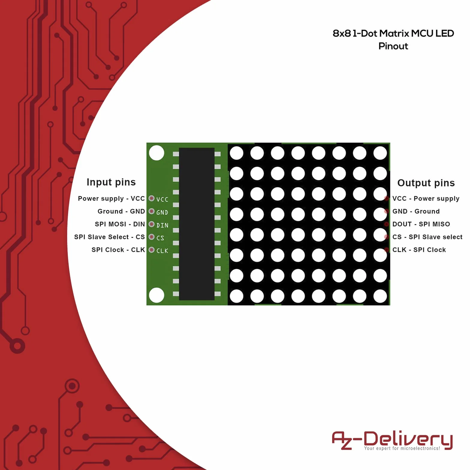 AZDelivery 3 x MAX7219 8x8 Dot Matrix MCU 64 LED Display Module Dispositivo di Visualizzazione compatibile con Arduino incluso un E-Book!