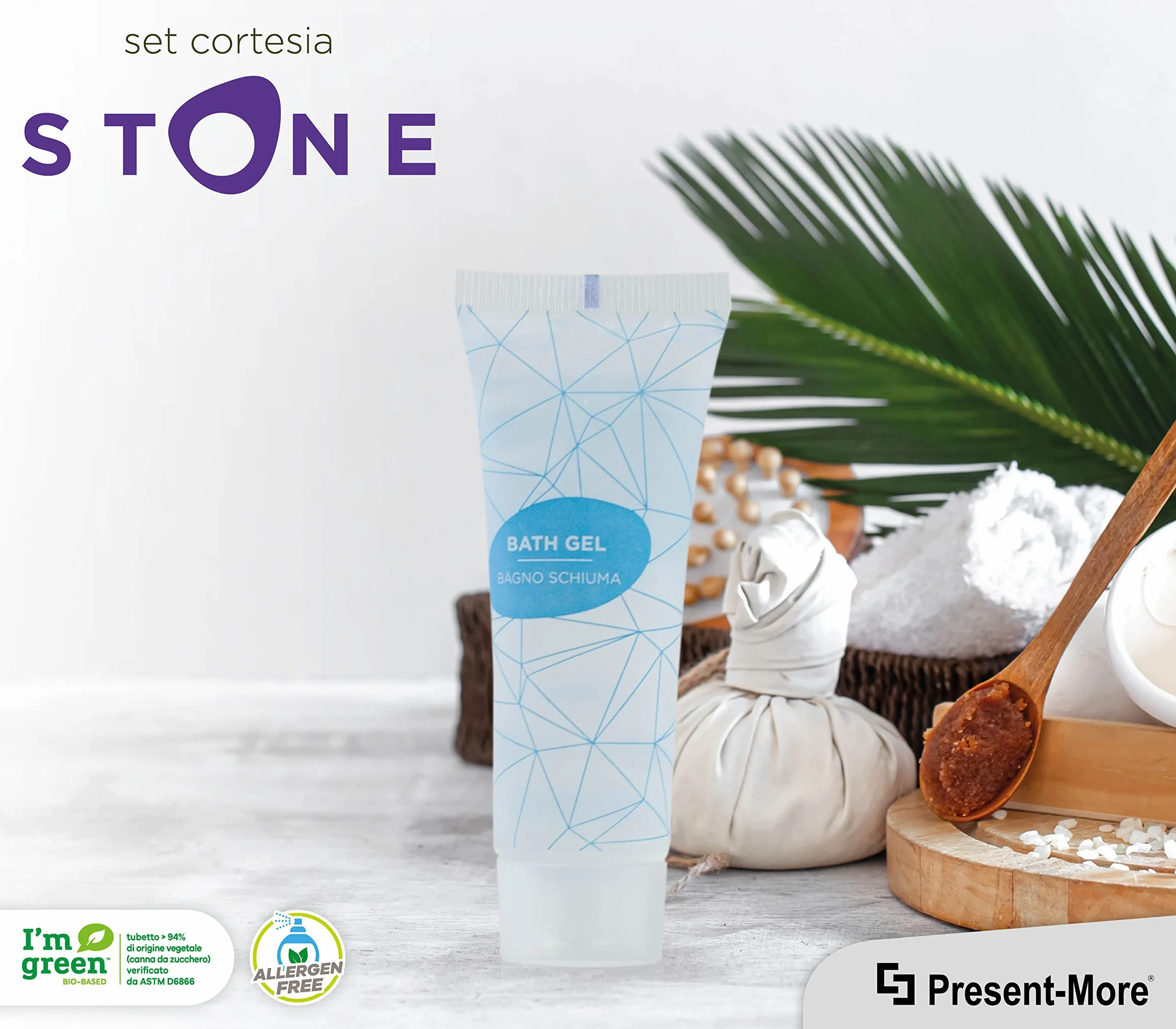 Bagnoschiuma Monodose Stone 30ml 250 Pezzi Senza Allergeni Fragranza Relaxing per Hotel B&B