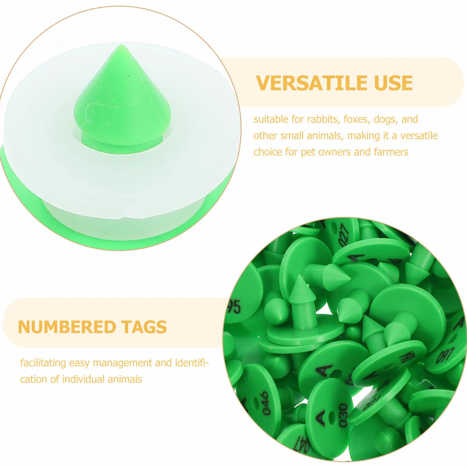 Yardenfun Etichette per Orecchie di Coniglio in Pp Verde 100 Pezzi Facili da per Identificazione e Tracciamento Animali Domestici e Piccoli Animali da Allevamento