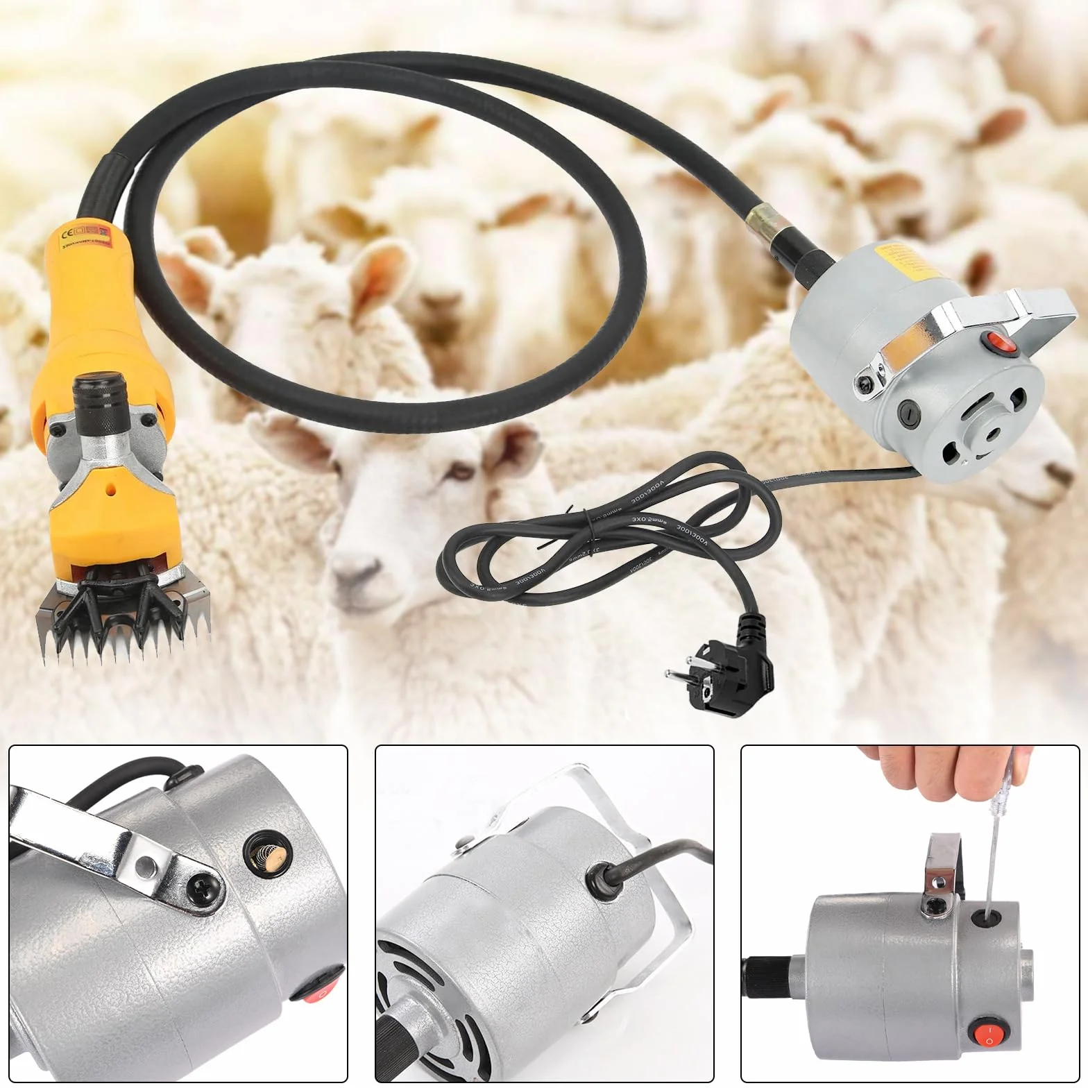 Tosatrice Per Pecore 1000W Professionale 13 Denti 2400 Giri/Min Motore Ad Alta Potenza Cavo 5m