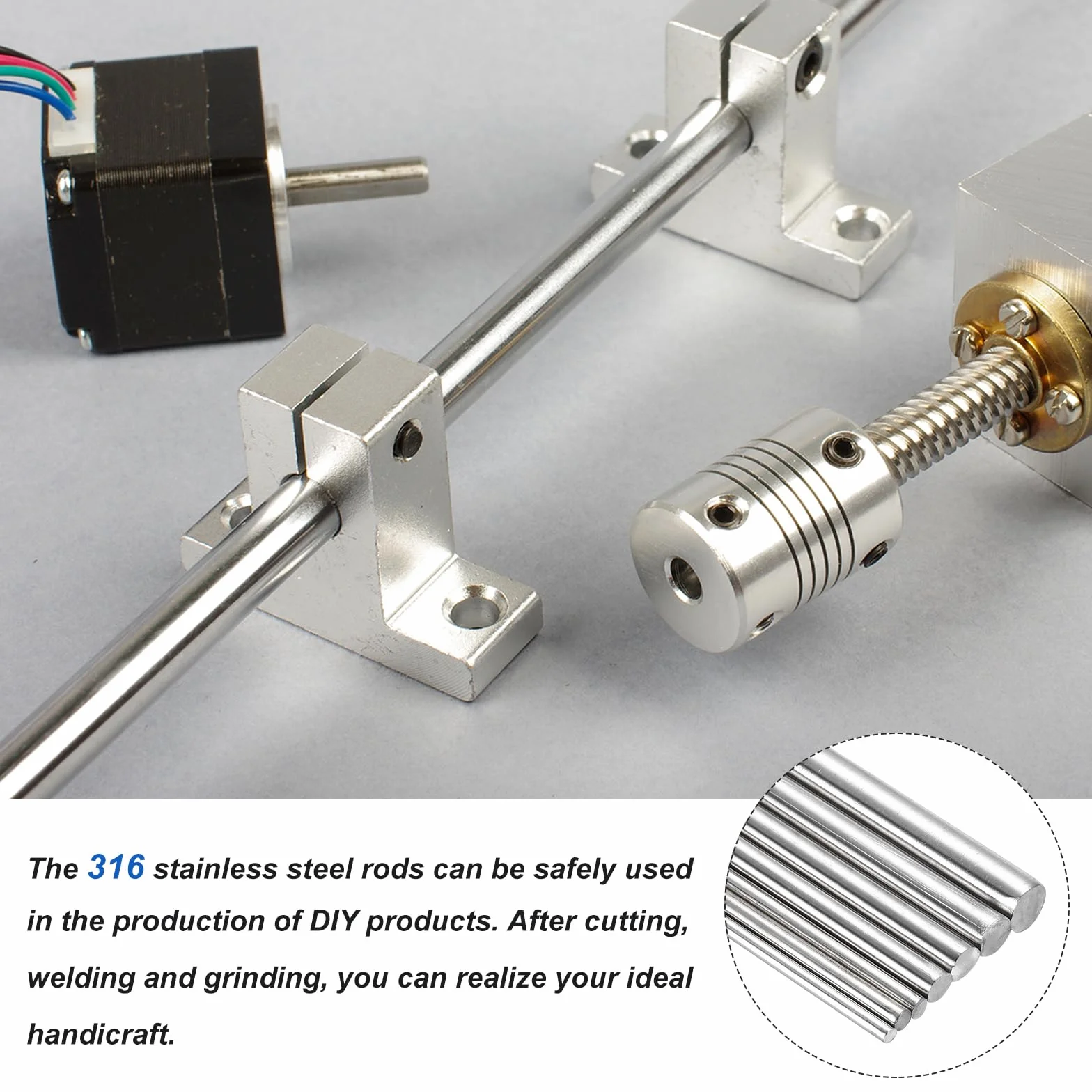 QUARKZMAN 4Pcs 316 Acciaio Inossidabile Asta Rotonda 1/8" x 11.8" 3mm x 300mm Barre Metallo Solido Resistente Alla Corrosione