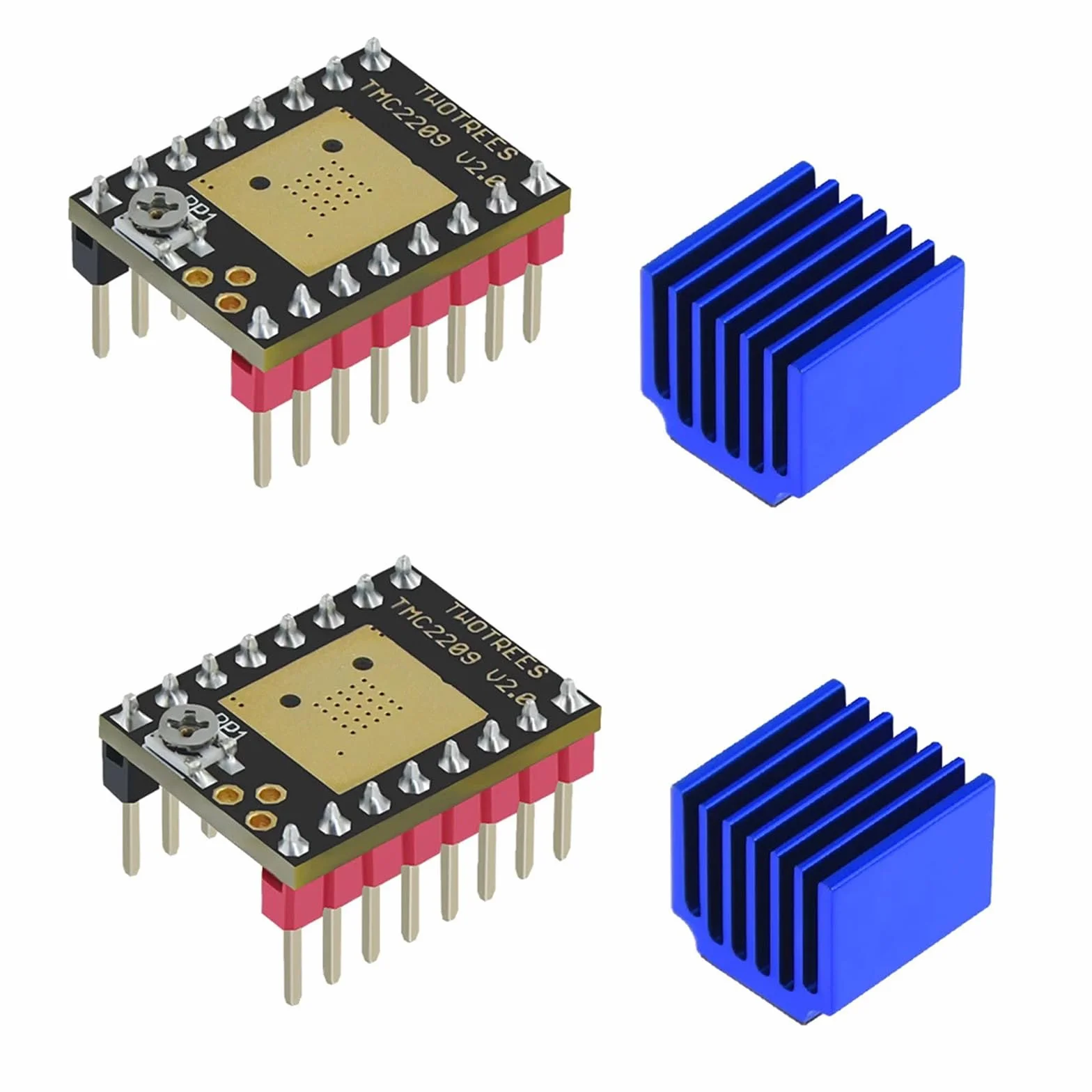 2 pezzi TMC2209 V2.0 driver motore passo-passo accessori per stampante 3D ultra silenzioso con dissipatore di calore infinito bit indietro a zero