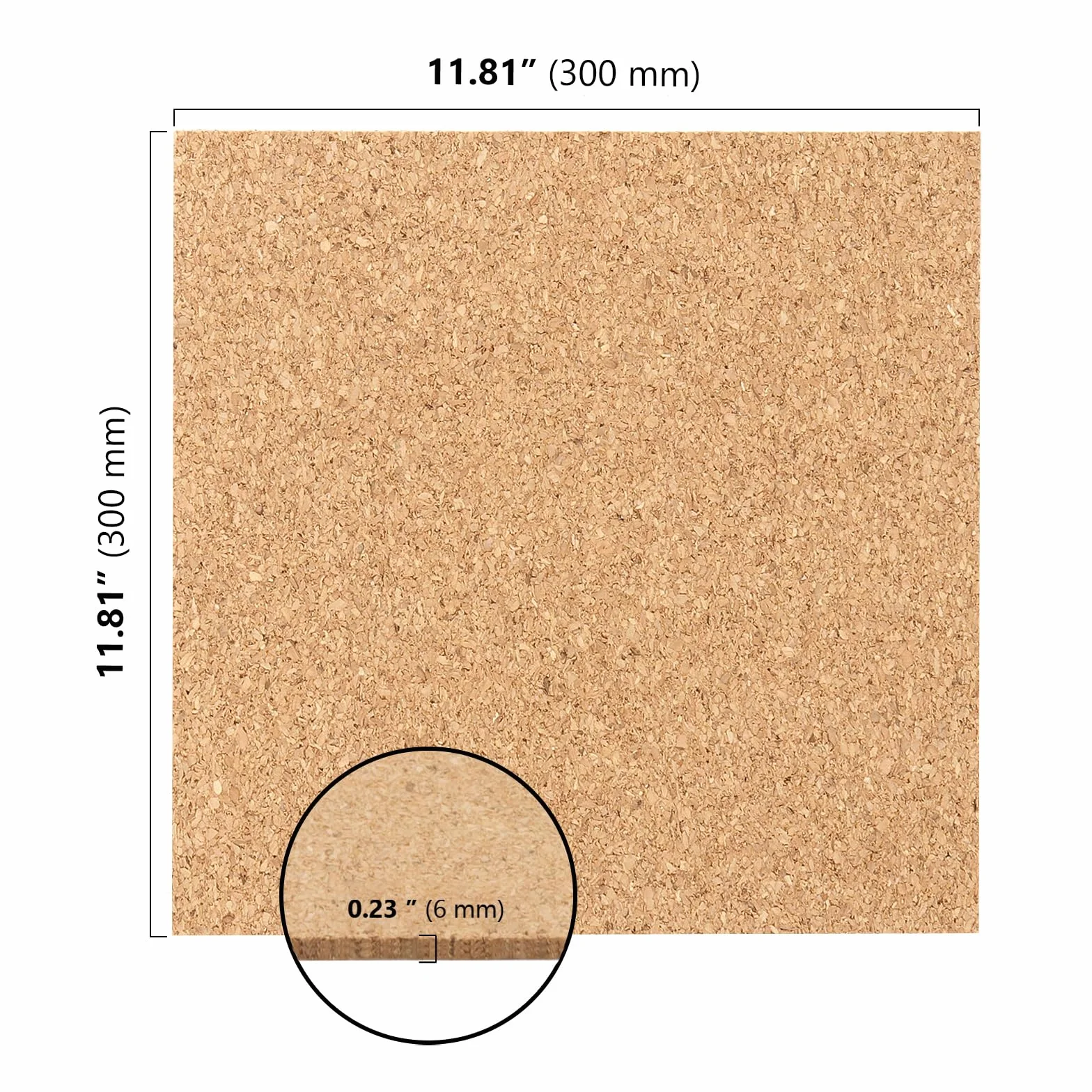 Fogli Sughero Autoadesivi 30 x 30 cm 6 mm Quadrati Decorazione Parete Fai Da Te