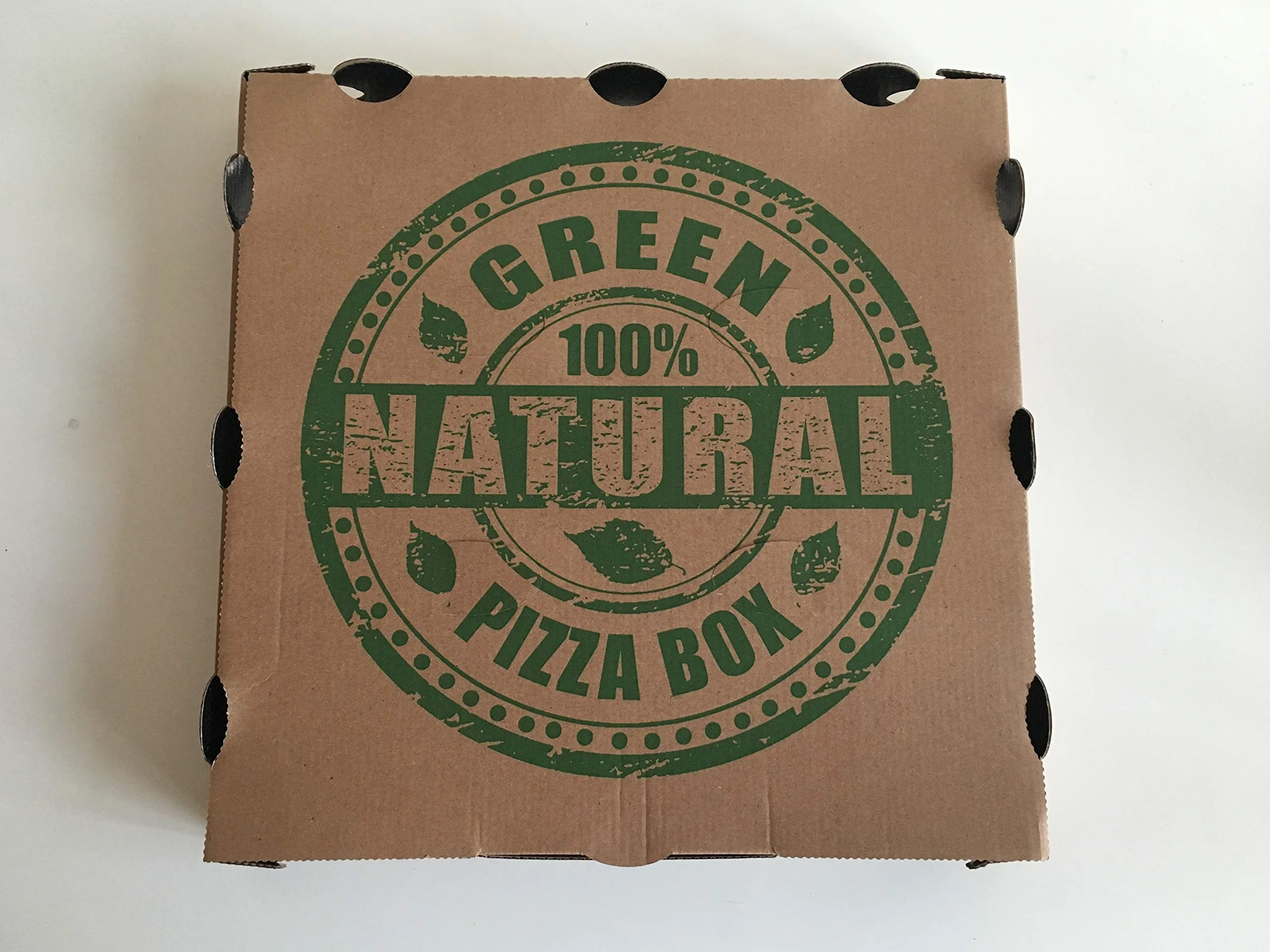 Pizza Box Cartone Kraft Avana 33x33x3,5 cm PET Metallizzato Interno 50 Pz Ecologico