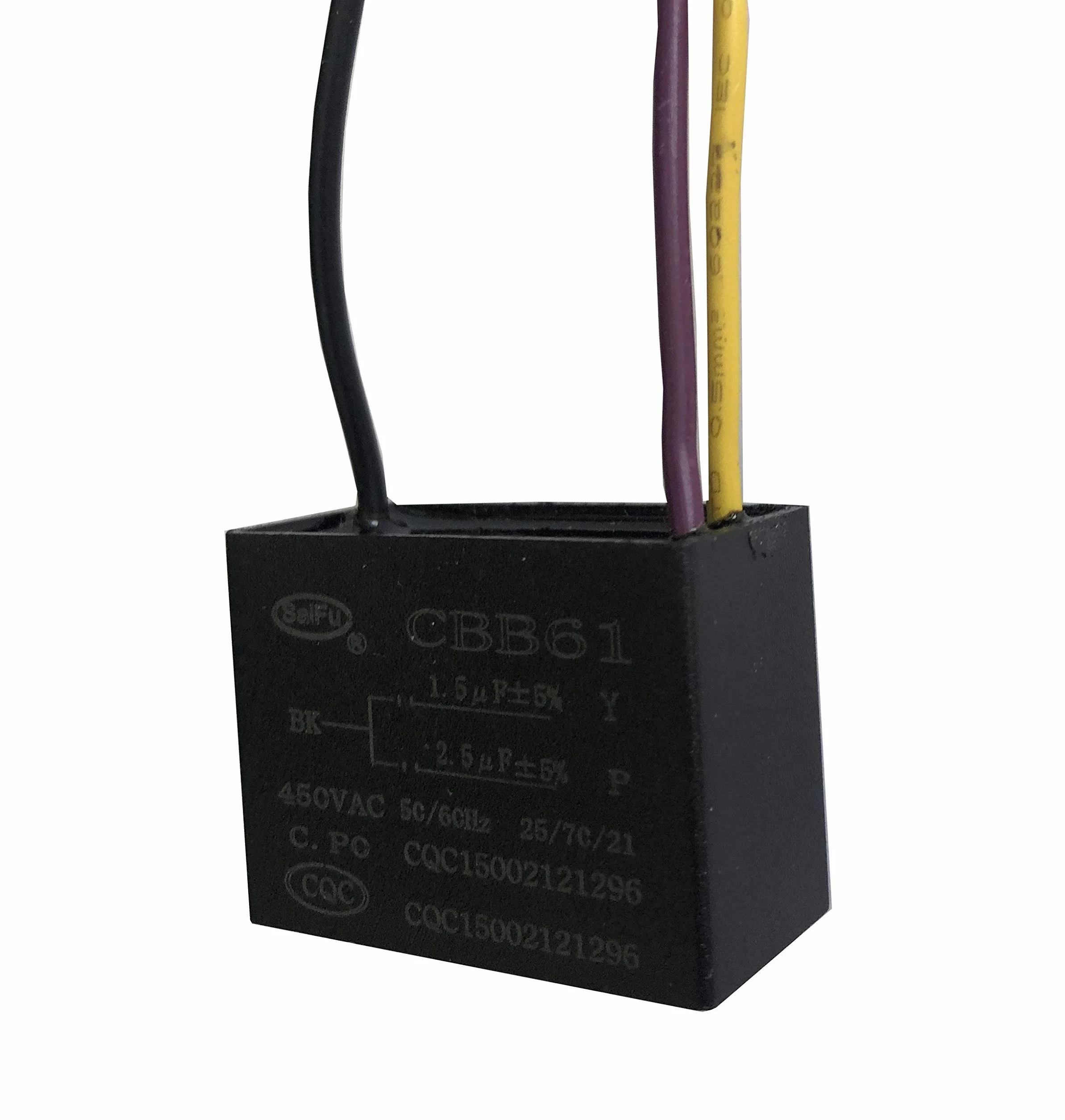 Cbb61 1,5 Uf + 2,5 Uf 3 cavi 450 Vac ventilatore da soffitto condensatore