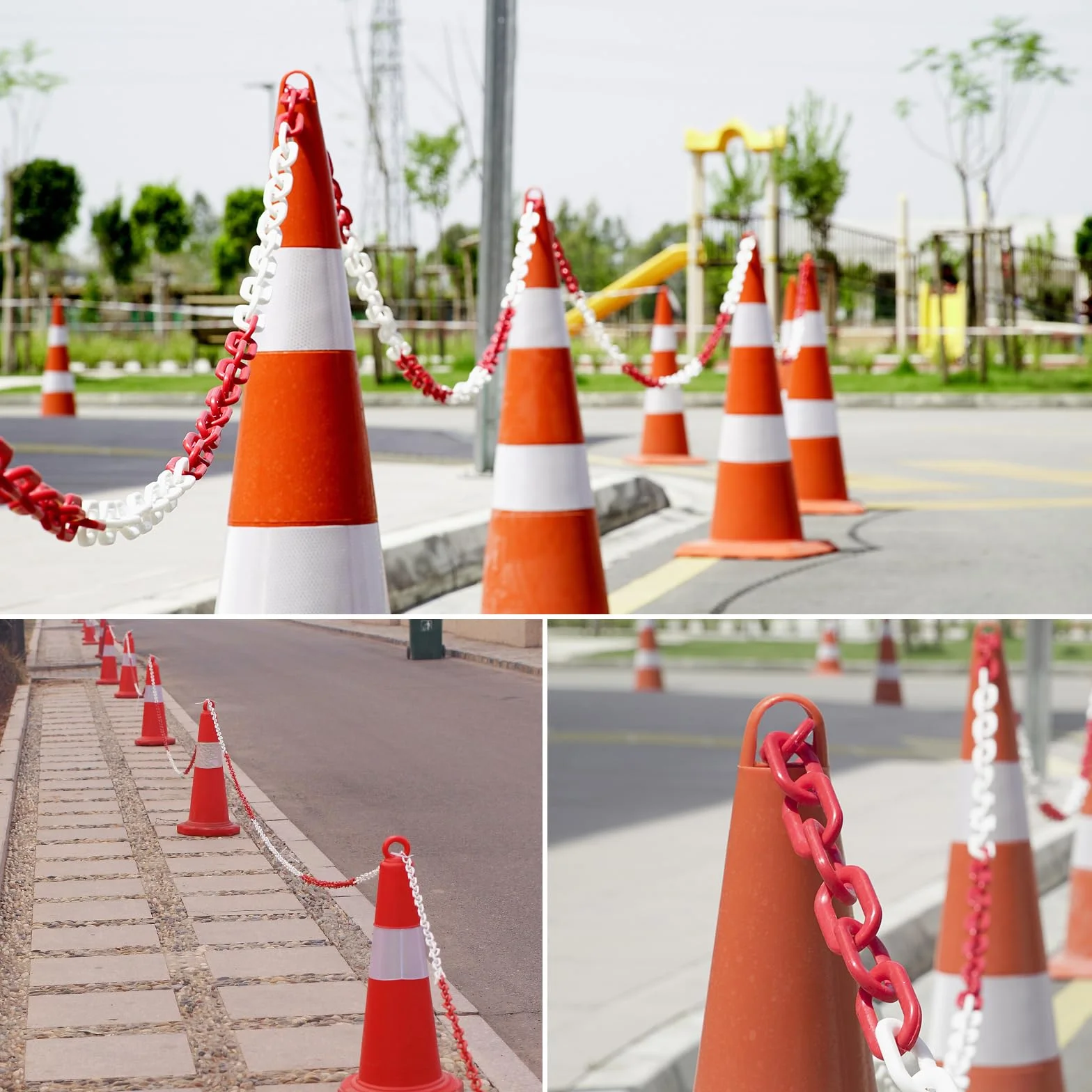 10 m Catena Plastica Rosso e Bianco, Spessore 6 mm, per Bloccare Superfici, Ben Visibile, Stabile e Maneggevole