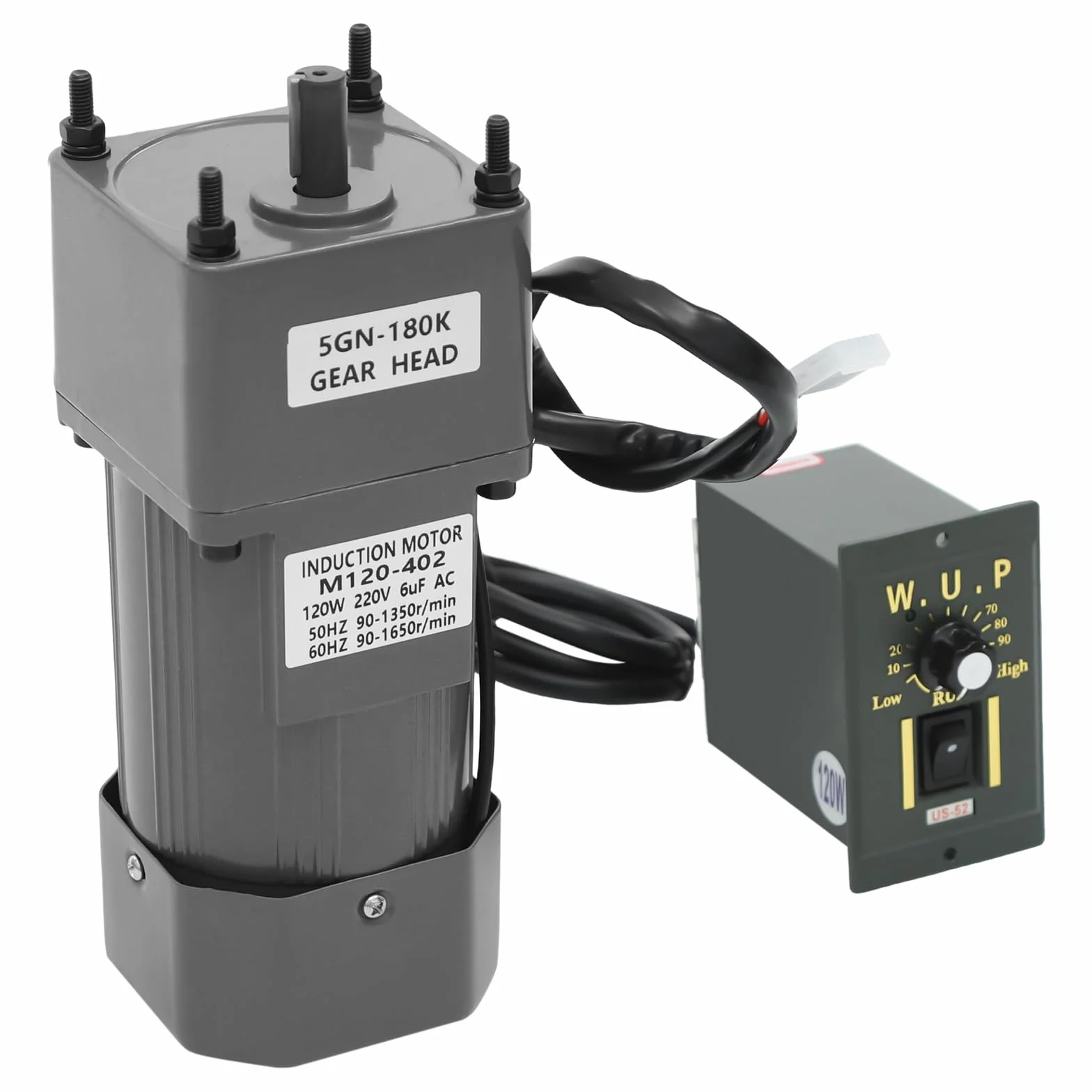 Motore Elettrico a Ingranaggi PINYELIN da 120W 220V, Riduttore a Vite Senza Fine da 180K, Motore a Vite Senza Fine da 0-90 giri/min