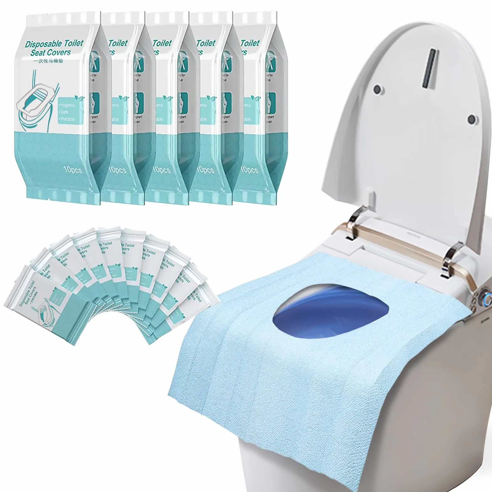Coprisedili Monouso per WC Antibatterico 40 x 60 cm LncBoc per Viaggi Campeggio Hotel Ospedale