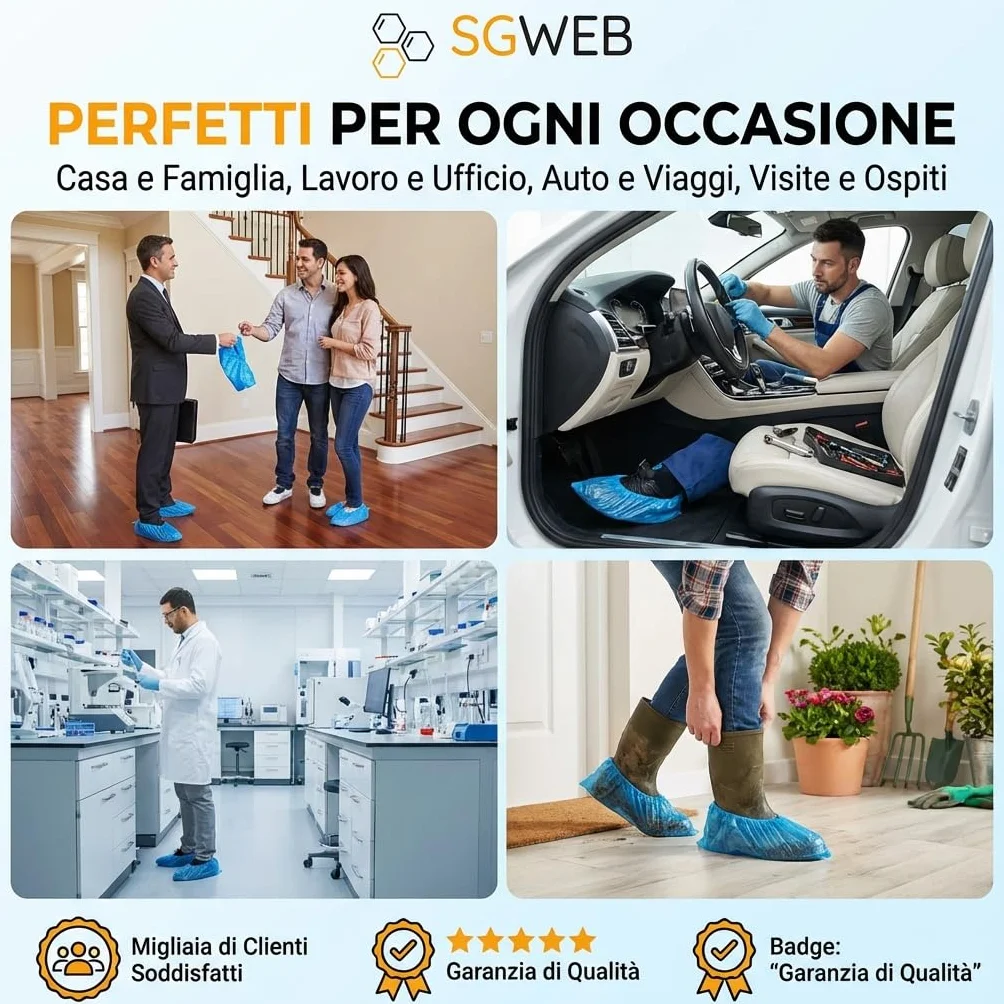 Copriscarpe Monouso 300 Pezzi Impermeabili Antiscivolo PE Taglia Unica Blu