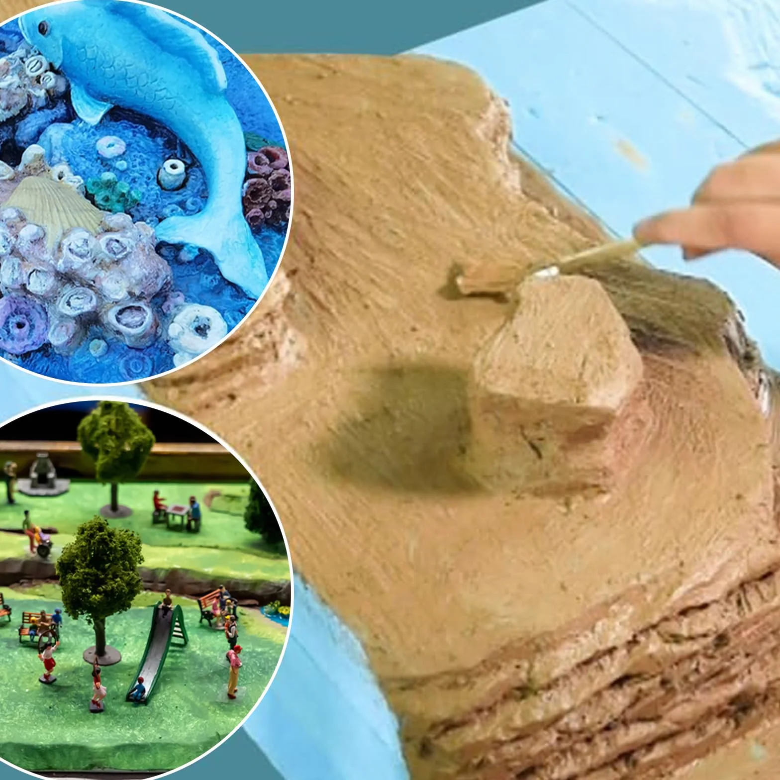 6 pannelli in schiuma rigida ad alta densità, pannelli in gommapiuma per fai da te, per modellini fai da te, blocchi base diorama, kit per hobby, 30 x 20 x 2 cm, blu