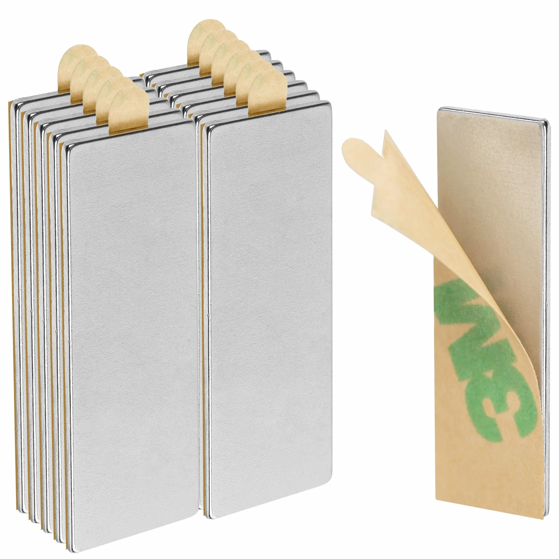 ECENCE Magneti adesivi al neodimio 12 pezzi 30x10x1mm - Forti Calamite Magnete - magneti a rettangolo con película per la presentazione per famiglia, Frigo, Artigianato e la Decorazioni