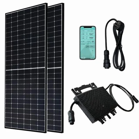 MAPLES KIT PANNELLO SOLARE DA BALCONE FOTOVOLTAICO plug&play 800w IMPIANTO COMPLETO INVERTER E 2 PANNELLI - DCU HERF INCLUSA - 880W POTENZA PANNELLI BLACK