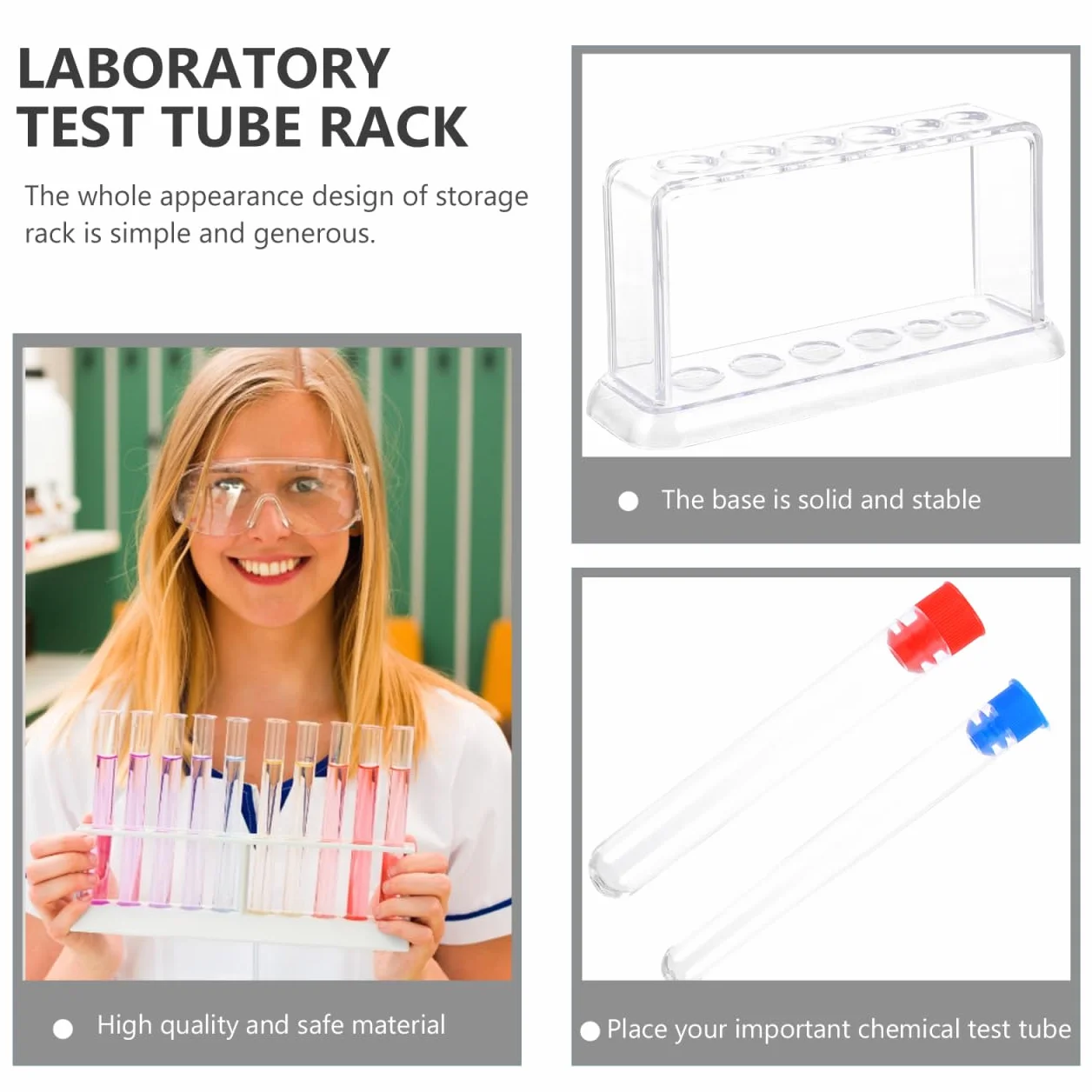 generic Portaprovette in Plastica Trasparente 6 Scomparti Supporto Per Tubo Di Test Laboratorio 6 Provette Organizer Compatto 6.69X5.12X1.97In Per Scuola Ricerca Scientifica