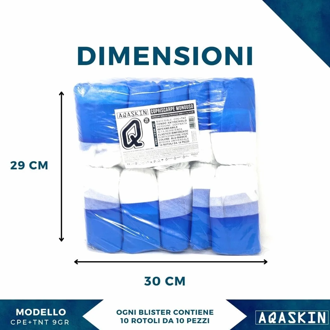 Copriscarpe Monouso Impermeabili Extra Resistenti Suola Goffrata CPE TNT 100 pz