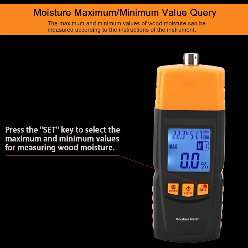 Fydun GM620 Tester di umidità del legno digitale -10-60 ℃ LCD