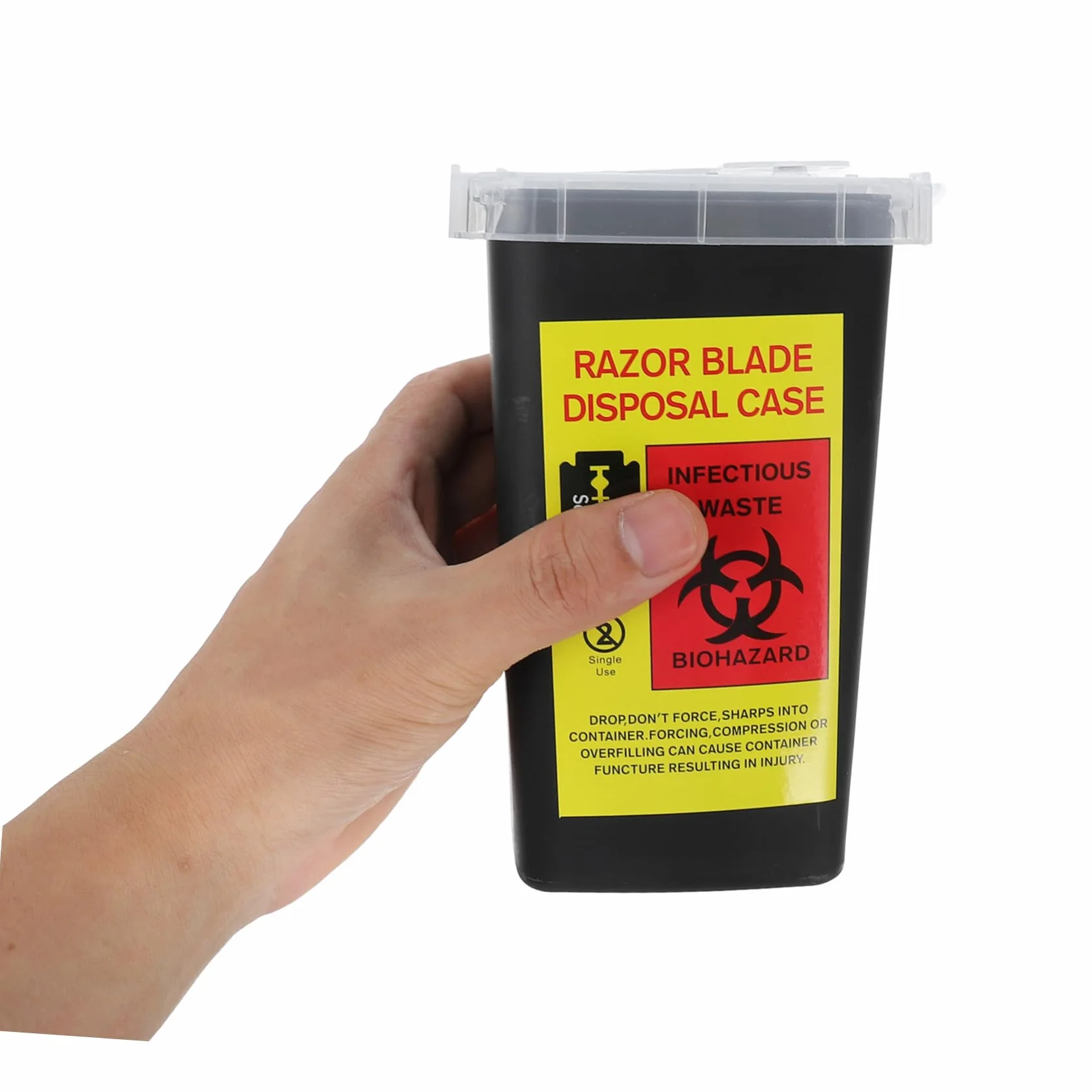 Contenitore Porta Lamette Nero 2 Pezzi Plastico Smaltimento Sicuro Custodia Lame Barbiere Portatile