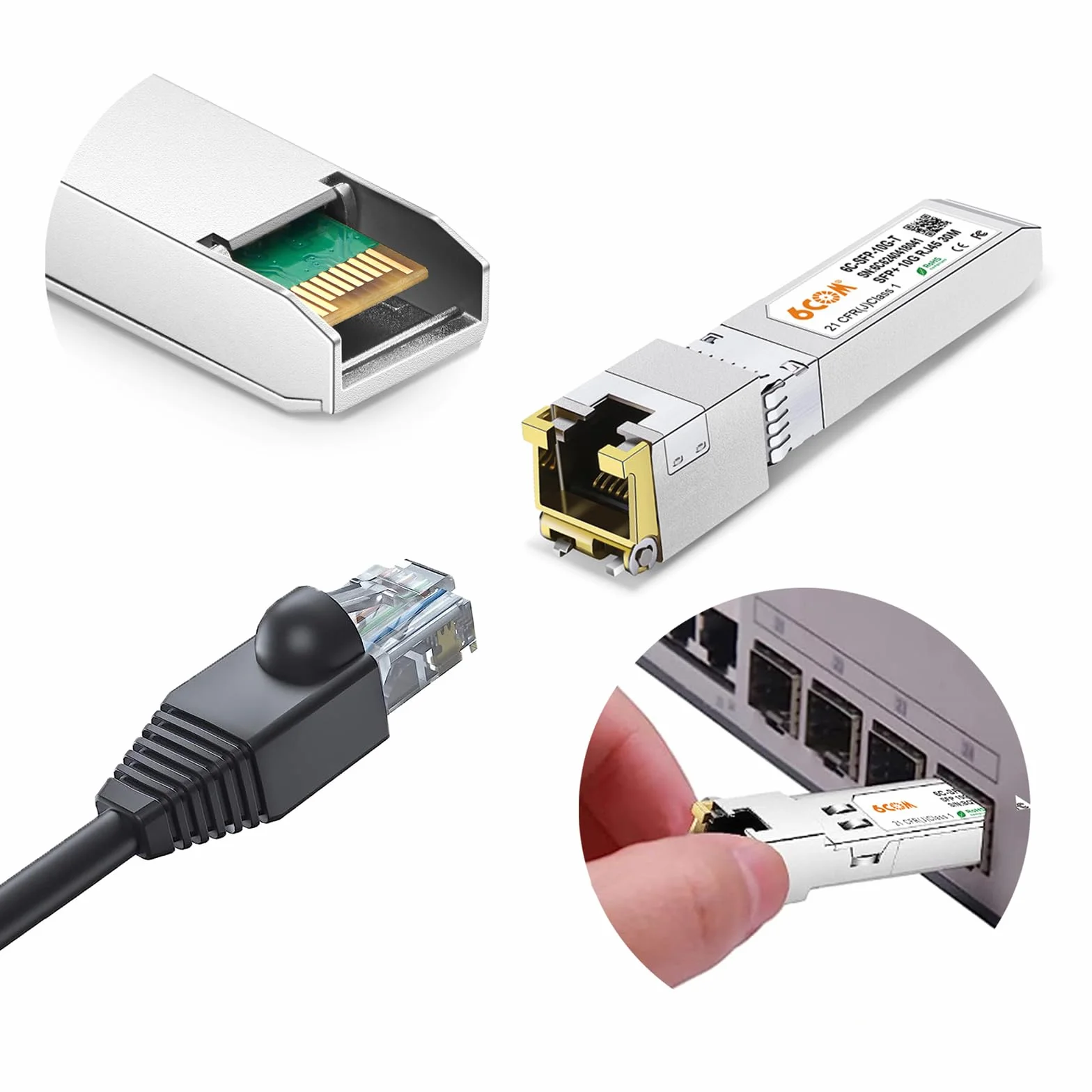 Ricetrasmettitore SFP+ 1.25/2.5/10GBase-T Modulo per Cisco SFP-10G-T-S, Ubiquiti, MicroTik, Netgear
