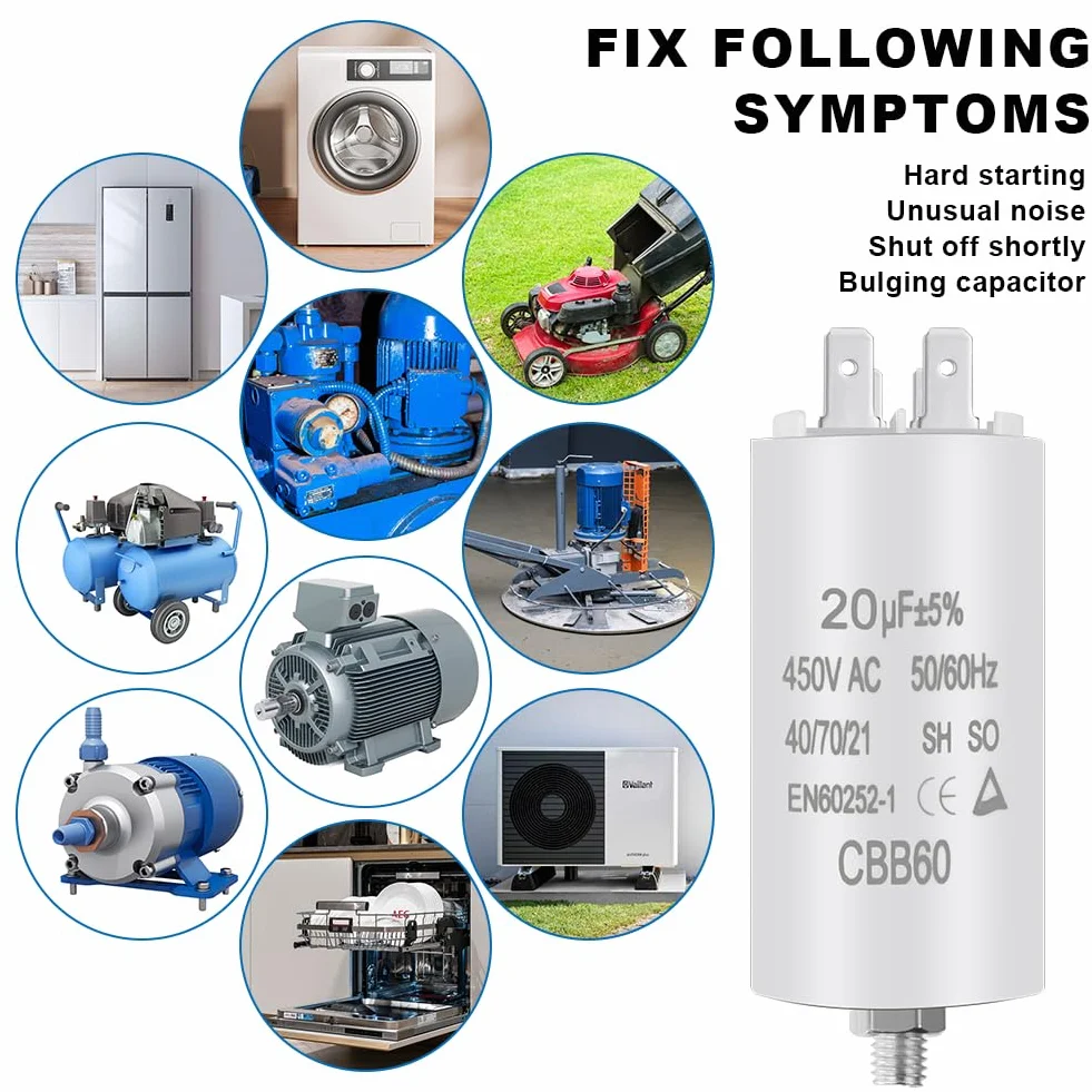 OFFCUP CBB60 Condensatore di Avviamento 20μF 450VAC Motore Elettrico Universale