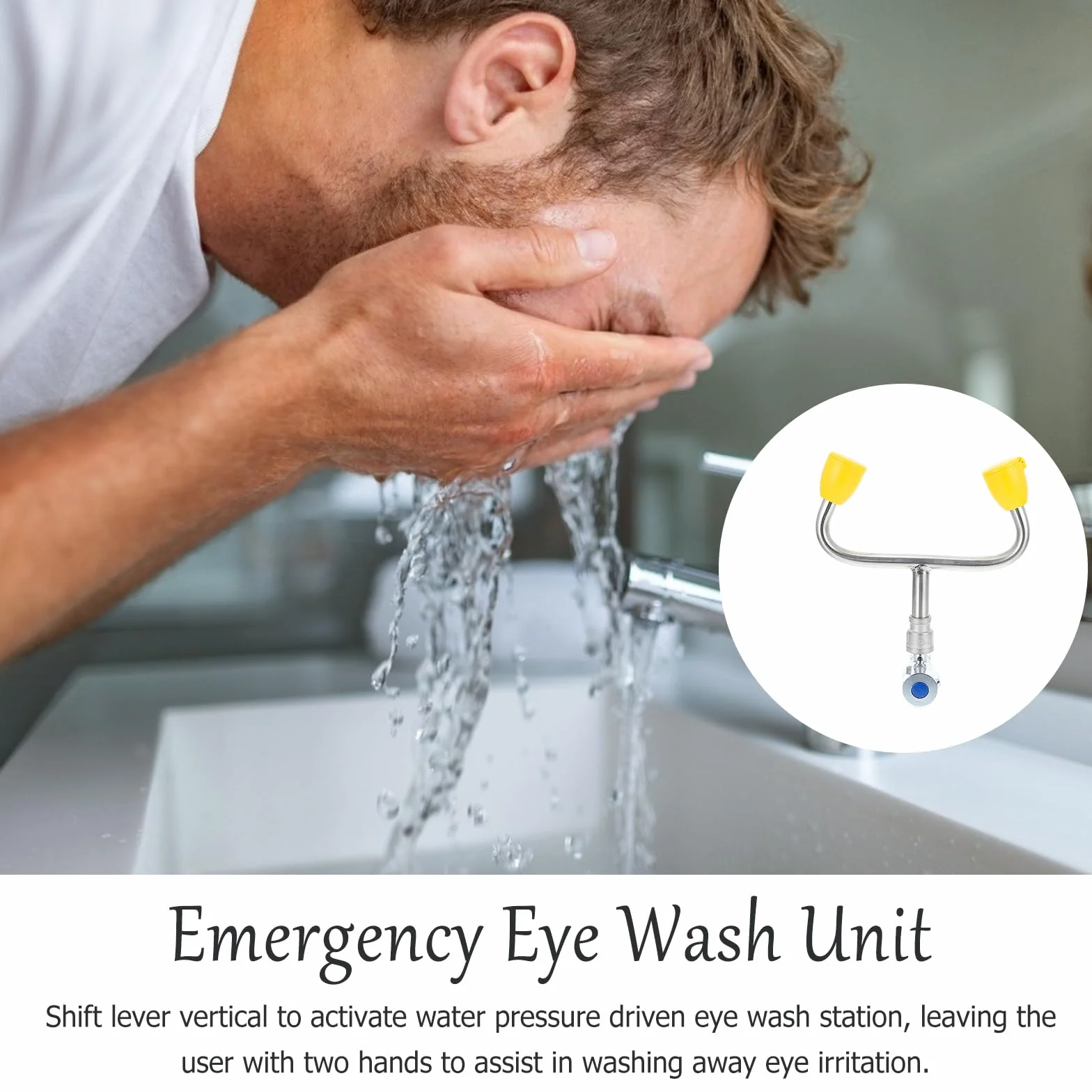 iplusmile Unità Lavaocchi di Emergenza in Acciaio Inox 304 per Rubinetto con Attivazione Rapida e Flusso Continuo