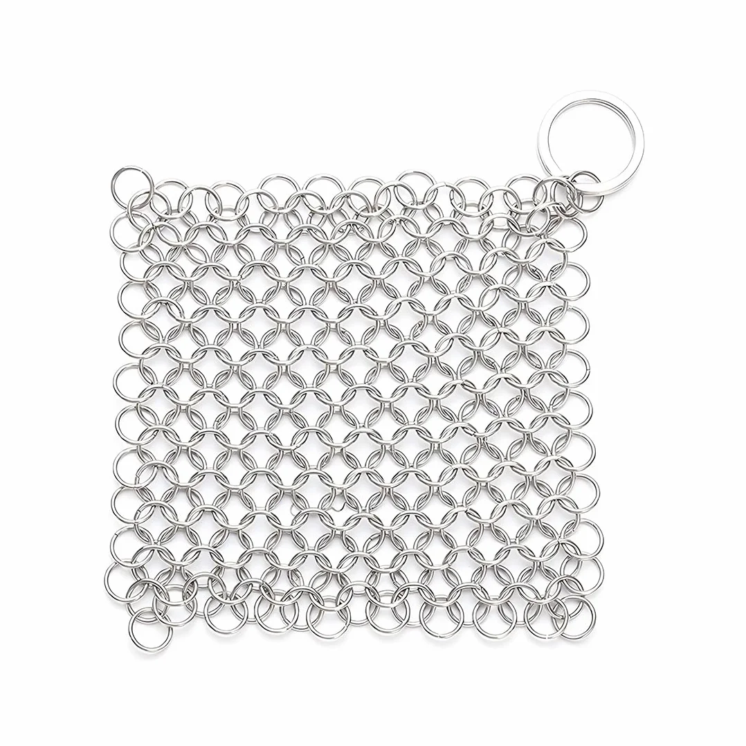 1 PCS Paglietta Abrasiva in Acciaio Inossidabile per la Pulizia di Pentole e Padelle in Ghisa (S (10x10cm)