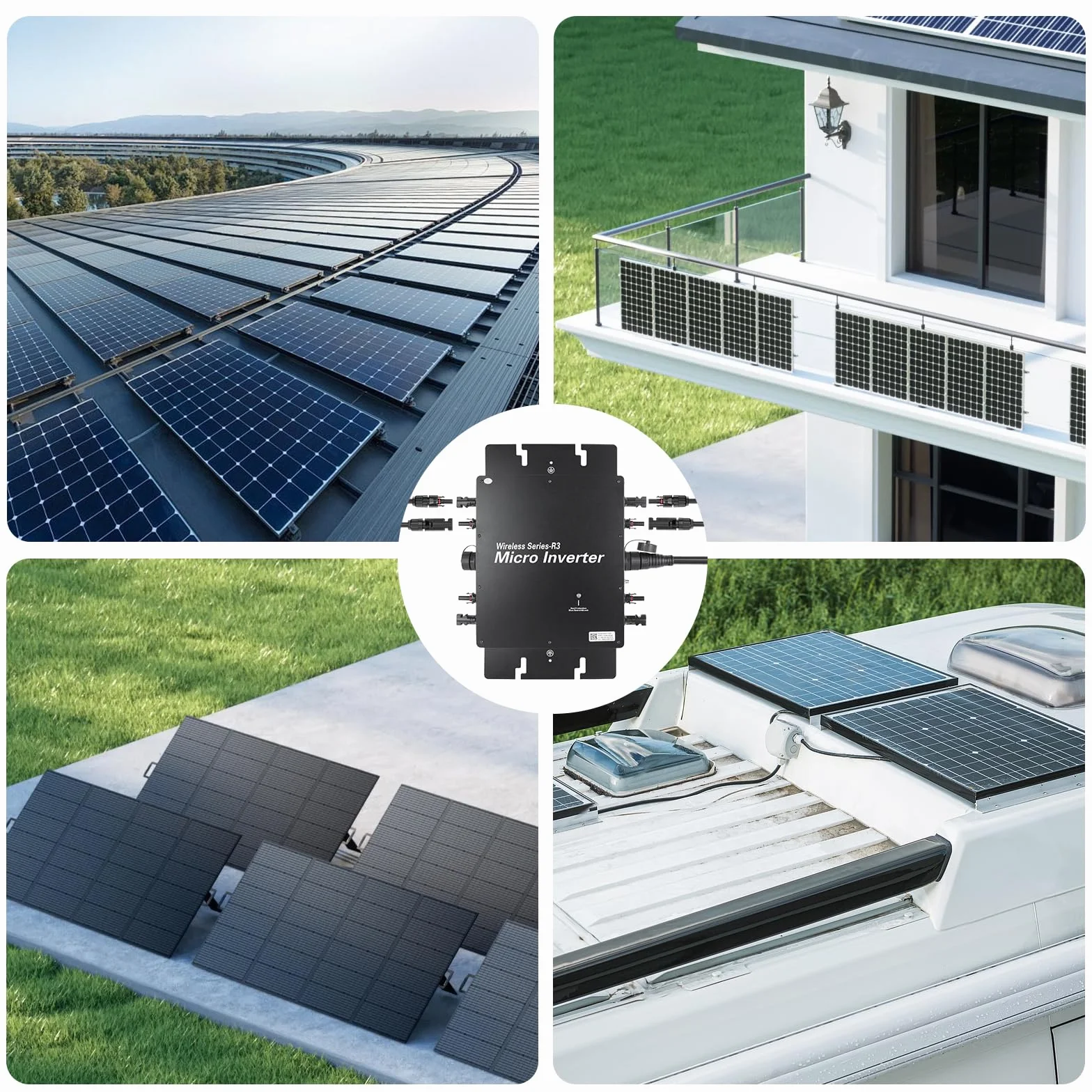 Micro inverter 1200 W, con WiFi intelligente per centrali elettriche da balcone, inverter PV plug & play, MPPT integrato, controllo app, invertitore solare IP65
