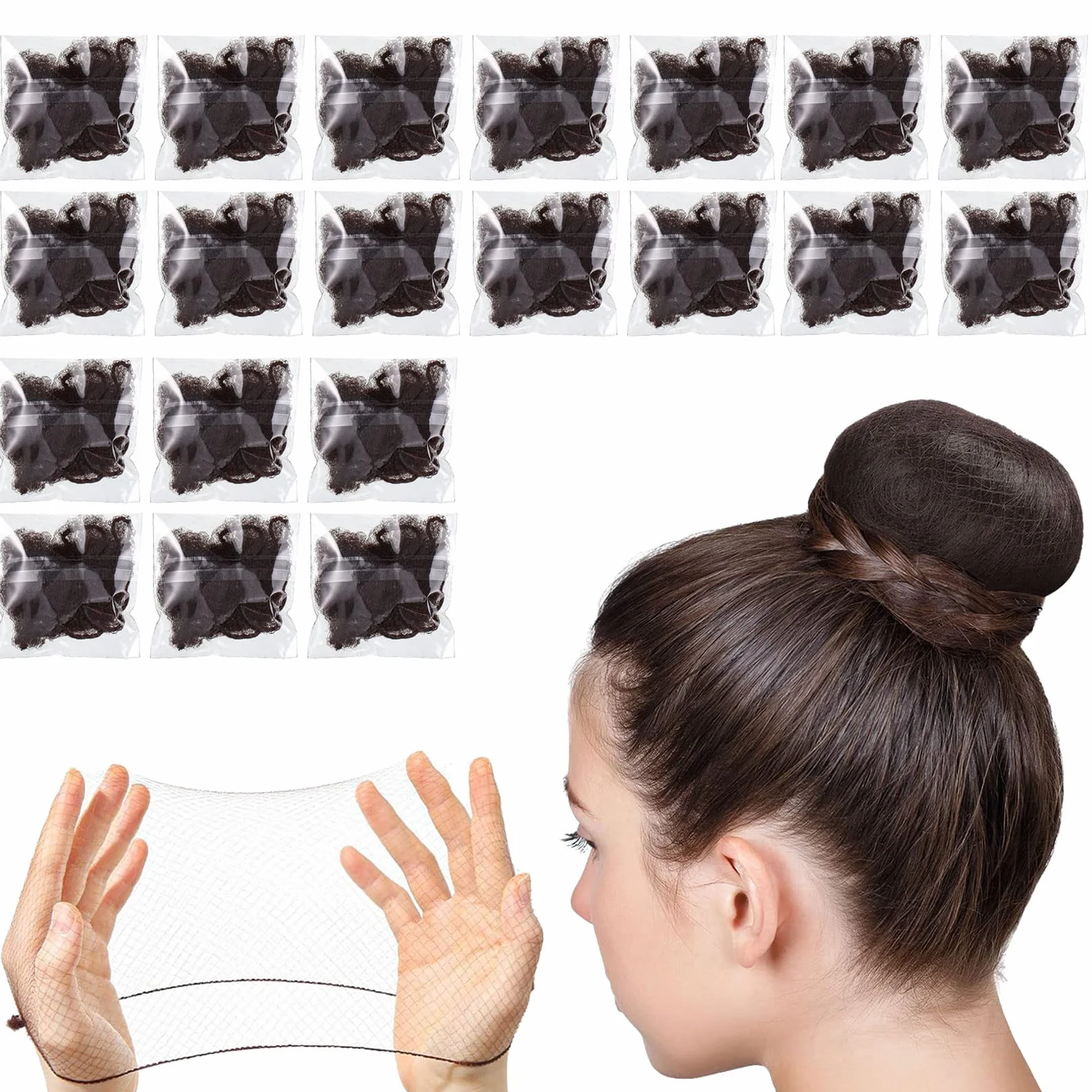 Retine per capelli invisibili elastiche riutilizzabili marrone 20 pezzi