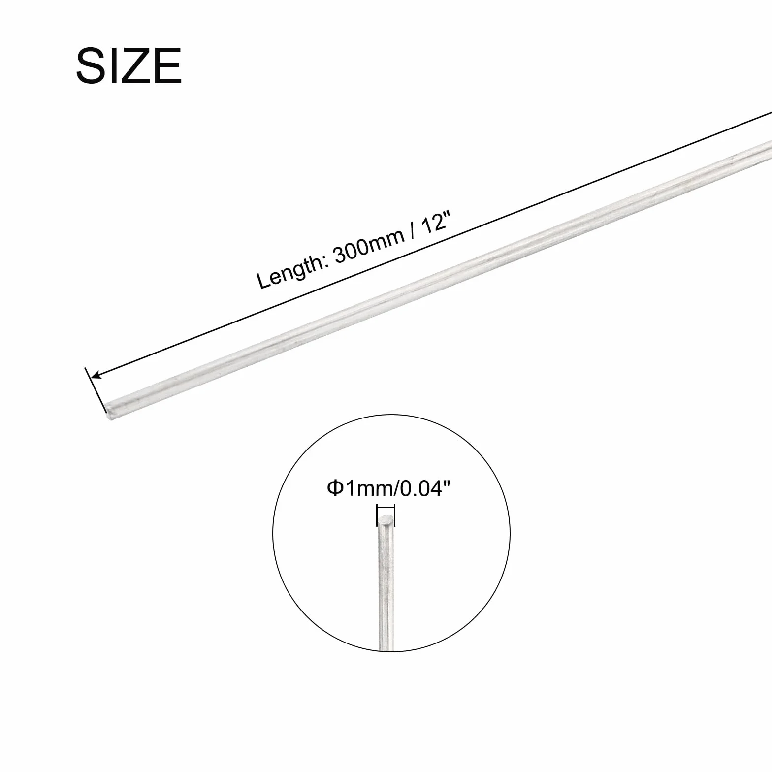 QUARKZMAN Asta Tonda Acciaio Inossidabile 304 1mm x 300mm per Modellismo Fai da Te