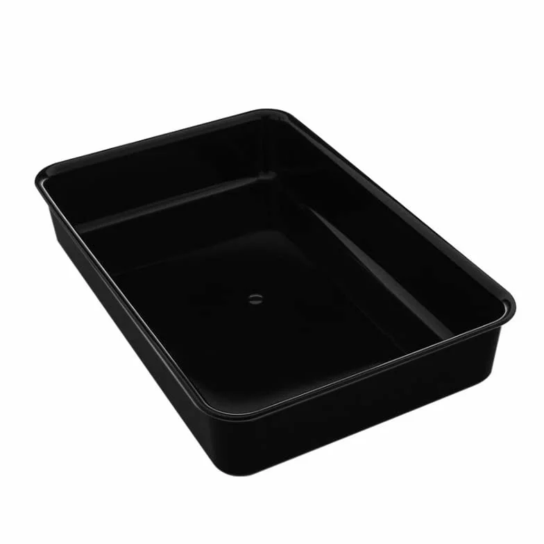 Virsus Vaschetta da banco rettangolare Formato A5 misura 44x29 cm, colore Nero, bordo Stondato, Contenitore Vassoio da esposizione per alimenti per Macelleria, Salumeria, Gastronomie (Altezza 8,5 cm)