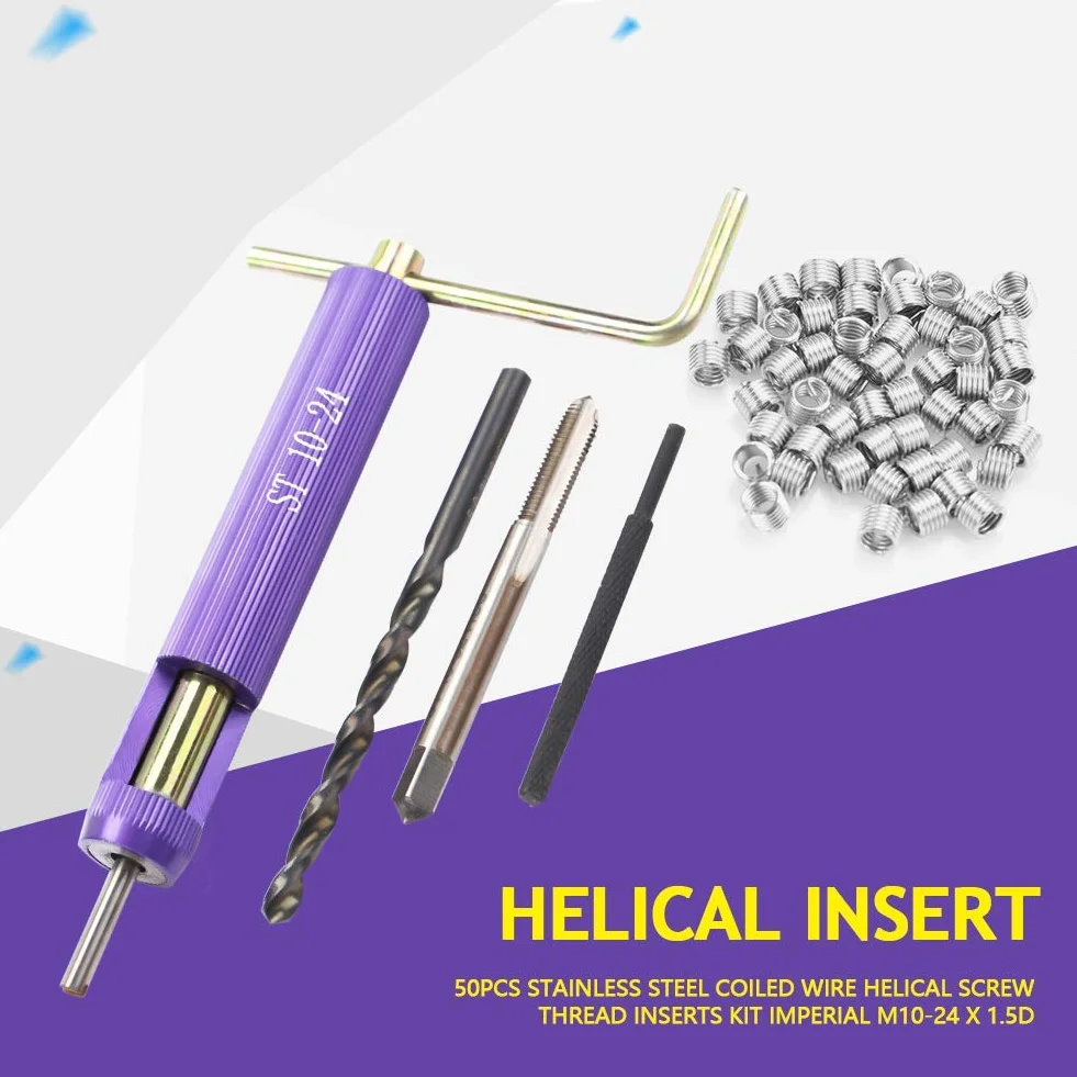 Kit Inserti Filettati M10 Acciaio Inossidabile 50 Pezzi 10-24 UNC x 1.5D
