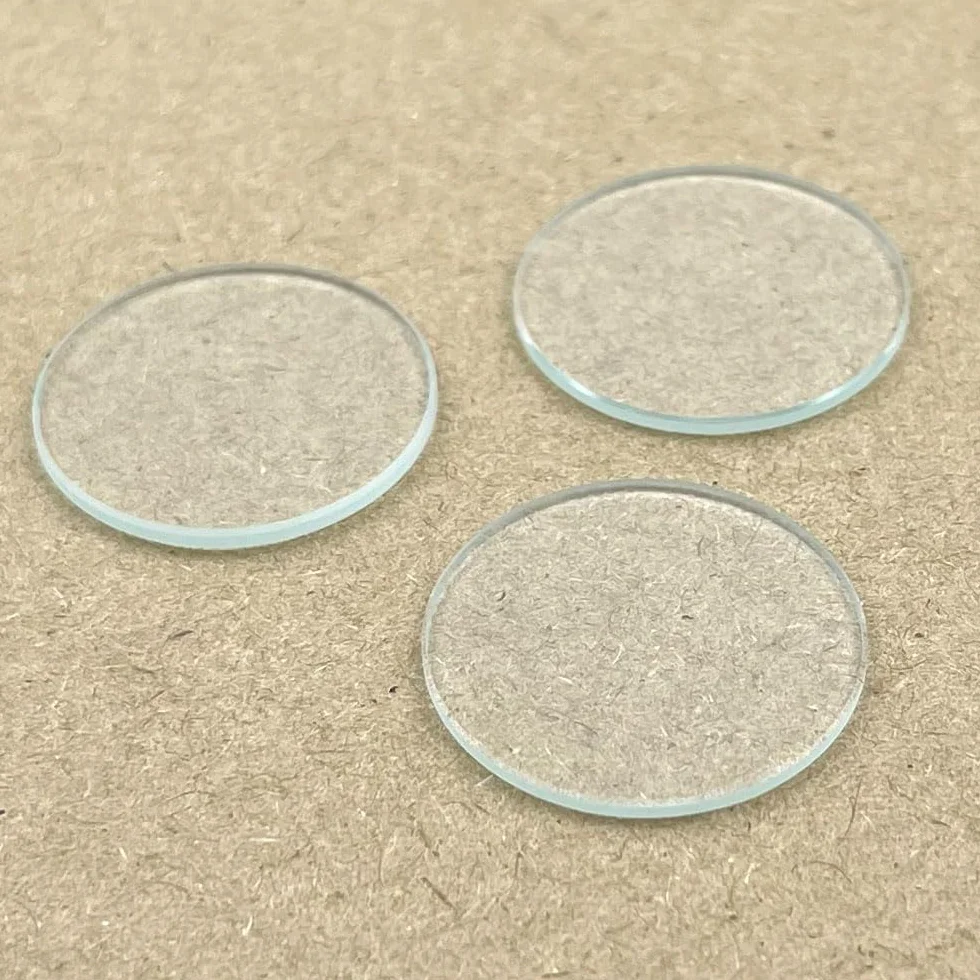 Vetro minerale rotondo piatto trasparente per orologio 30,5-45 mm spessore 1,0 mm 2 pezzi