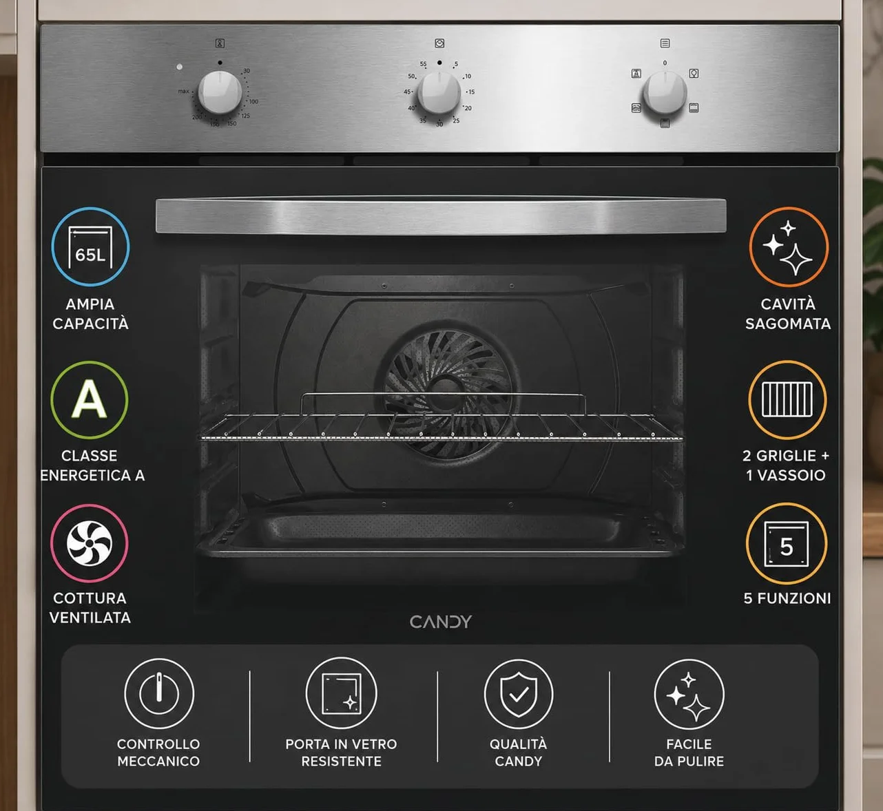 FIDC X502IT Forno Elettrico Ventilato Grill 65 Litri Inox Classe A
