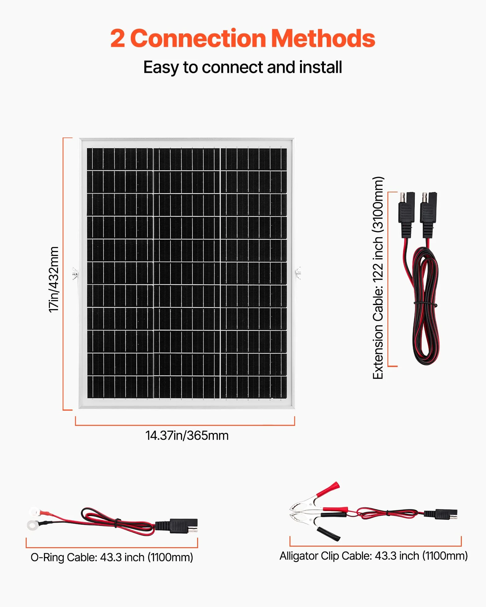 VEVOR Caricabatteria Solare 25 W 12 V, Pannello Solare Monocristallino Regolatore MPPT da Esterno, Staffa di Montaggio Regolabile, Impermeabile IP67, Kit Caricabatteria Solare per Auto Barche Camper