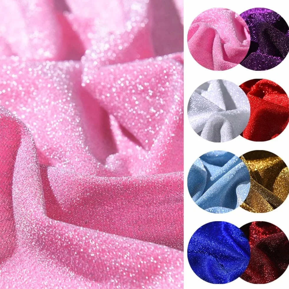 Tessuto con paillettes brillanti a forma di stella per progetti di cucito e artigianato, adatto per abiti, accessori, tende, bambole e creazioni fatte a mano (Nero)