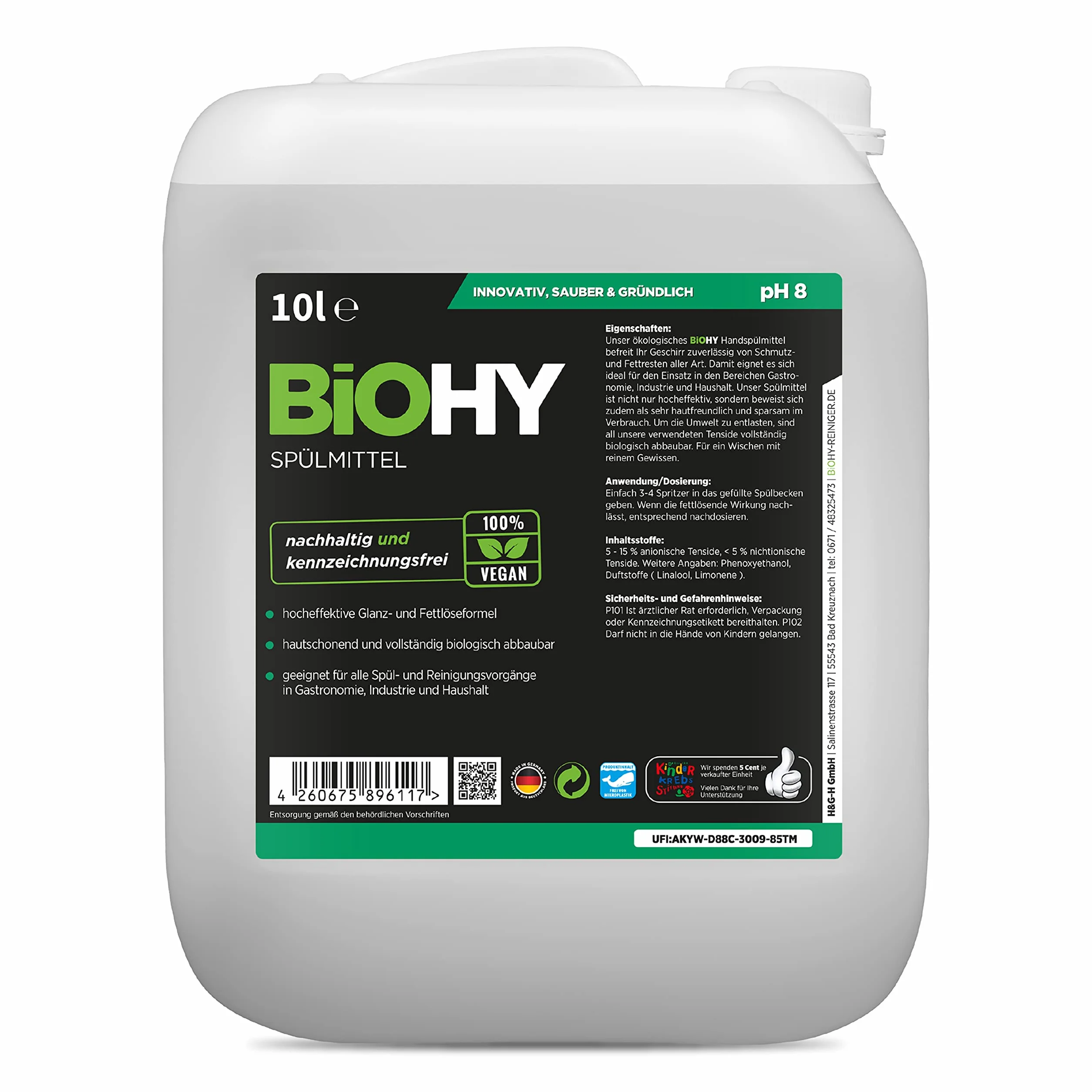 BiOHY BiOHY Set di detersivi per piatti, tanica da 10 litri, accessori | | | Detersivo | Rubinetto | Dosatore | Contenitore di miscelazione | Spazzola per lavaggio | Detergente ecologico per una
