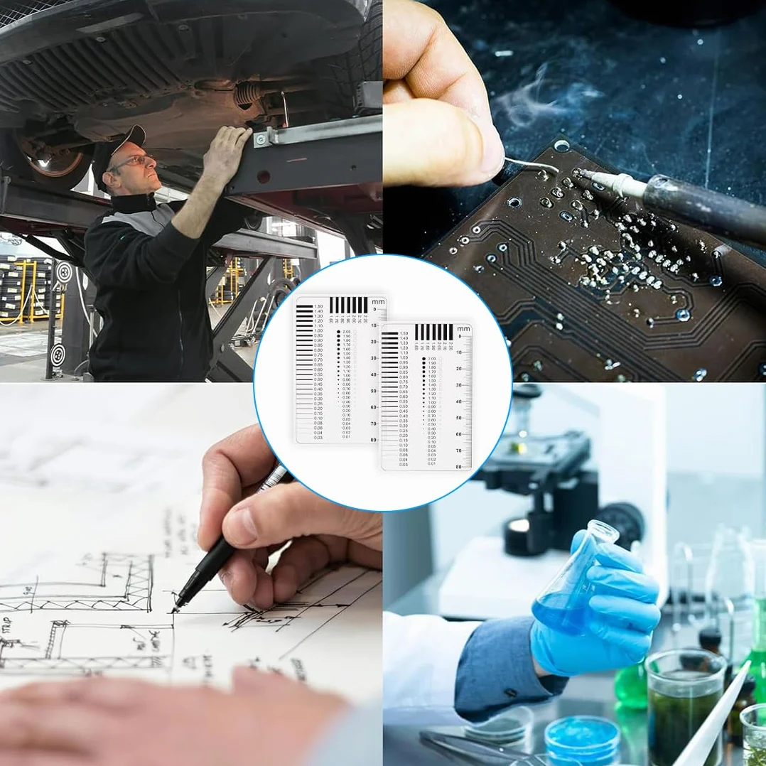 2 pezzi Set professionale di righelli per misurare le crepe - Plastica flessibile trasparente, Fessurimetro, Fessurimetri per Crepe, Équipement d'experts, ideale per artigiani e esperti