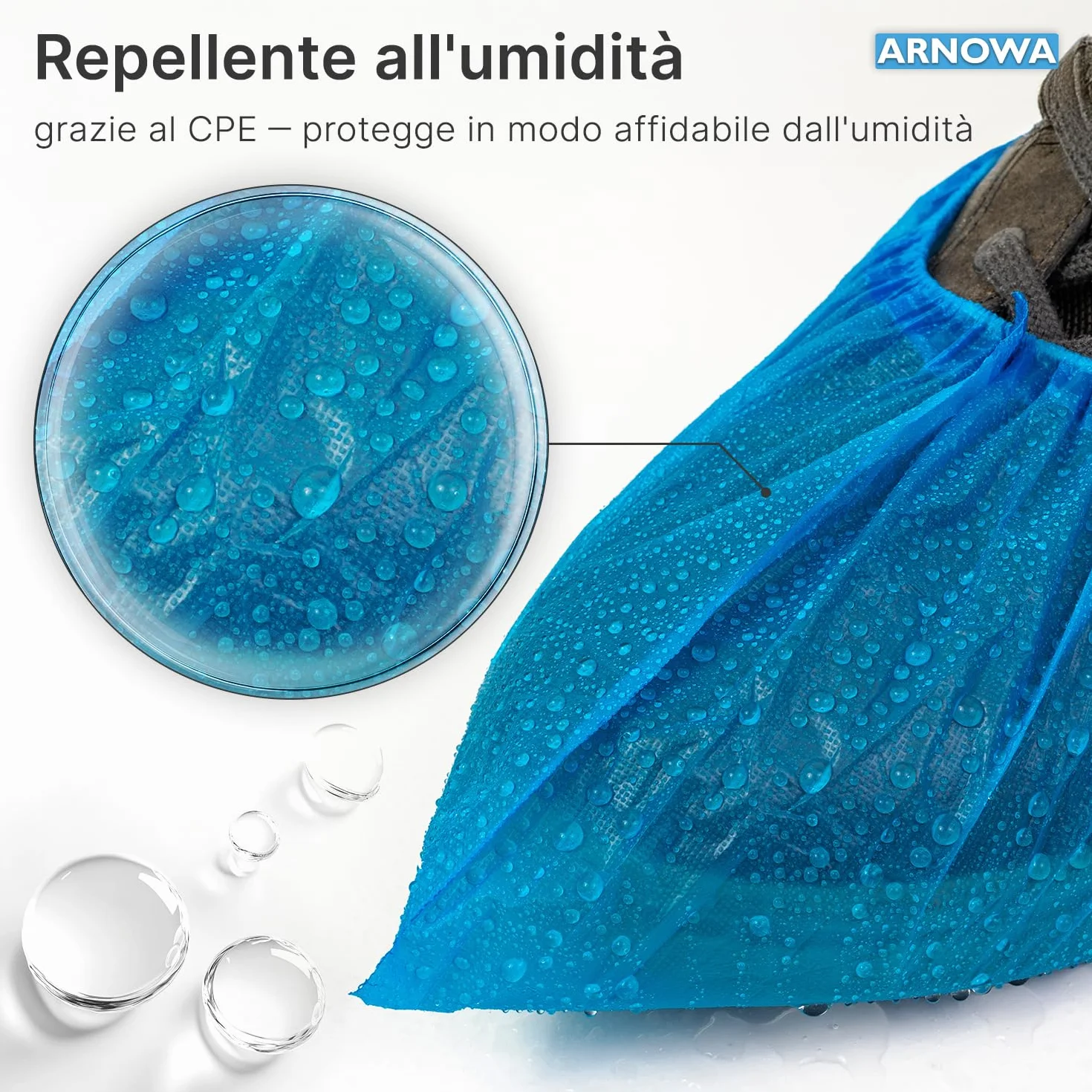 ARNOMED Copriscarpe Monouso Extra Forte in CPE Impermeabili Blu