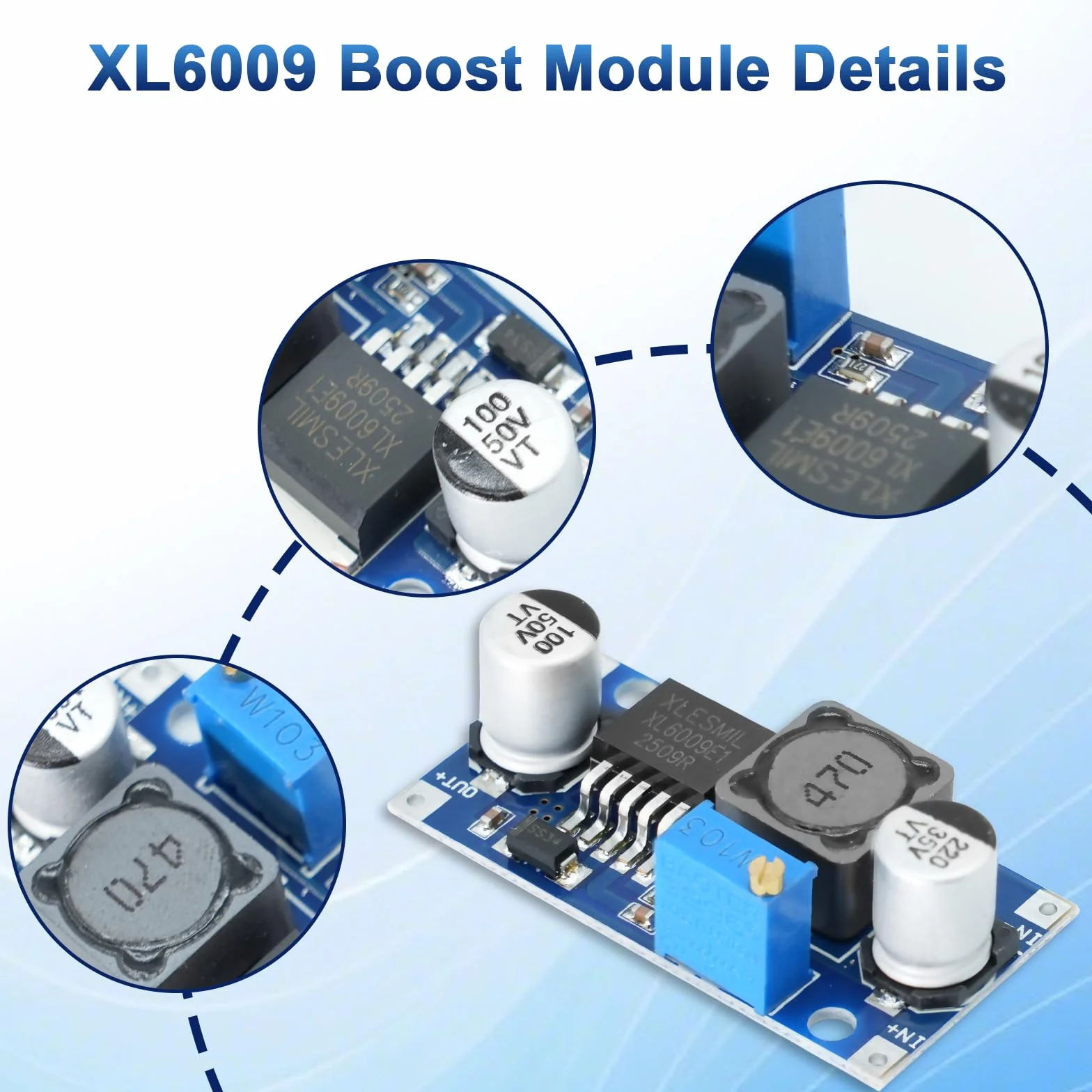 RUIZHI XL6009 Boost Convertitore Regolatore di Tensione Modulo DC DC Converter 3-32V fino a 5-35V 4A Regolabile Step Up Regolatore di tensione Frequenza di commutazione 400 kHz con Arduino(6 Pezzi)