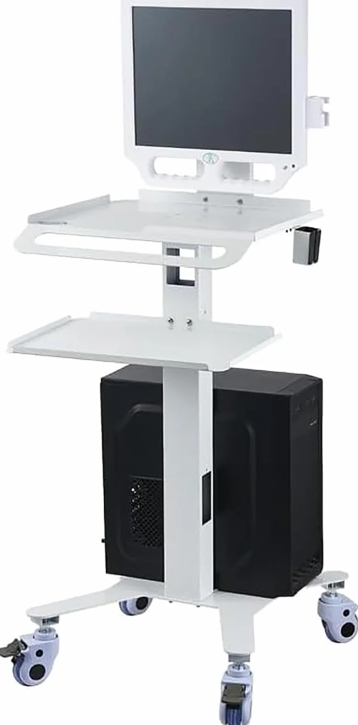 Carrello medico per carrello mobile con supporto per monitor e scanner orale, carrello dentale con ruote, carrello a doppio strato per ospedale, clinica dentale e ufficio