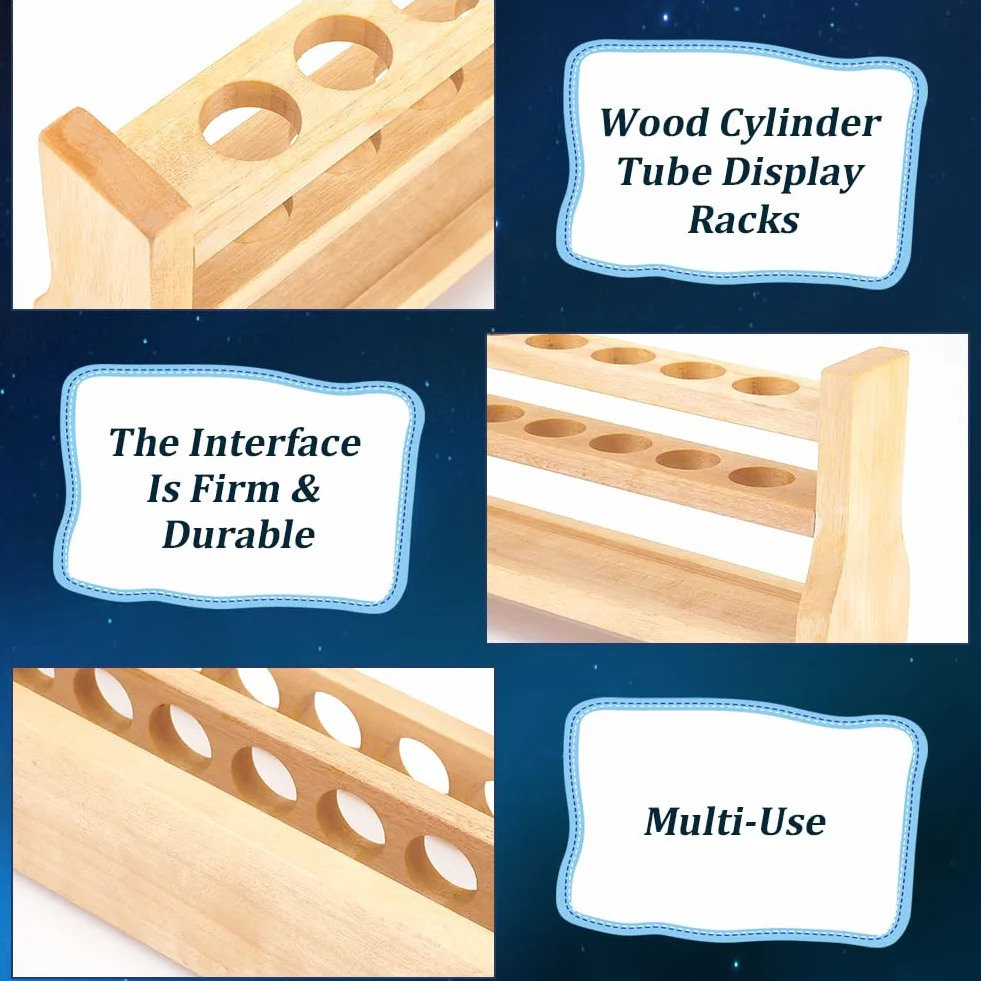 OLYCRAFT Rack per Provette in Legno 12 Fori 10ml Stand Espositivi 18mm Supporto Laboratorio