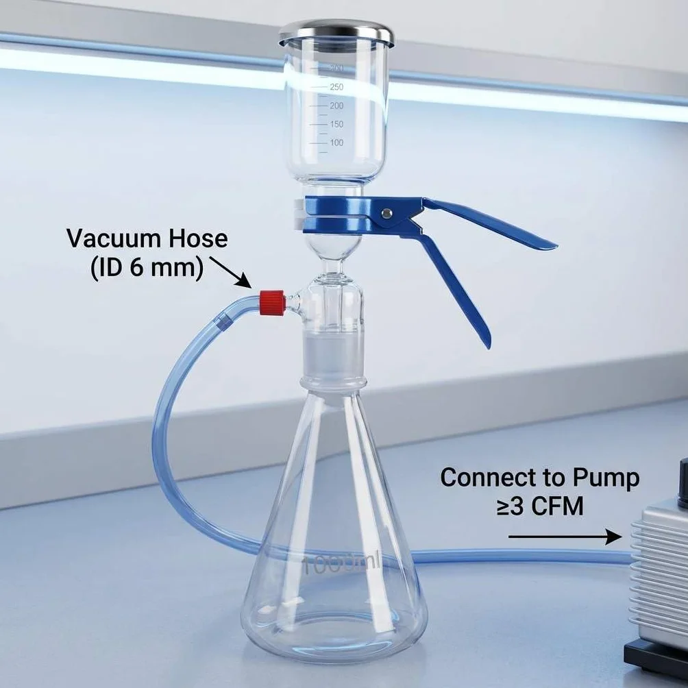 QWORK 1000 ml vetro vuoto filtrazione distillazione apparecchio per il filtraggio in laboratorio con imbuto graduato 300 ml