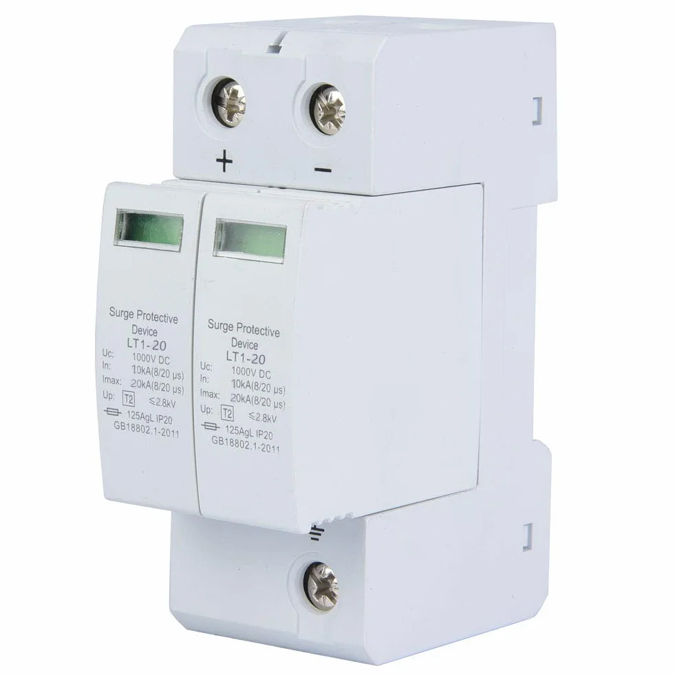 Jadeshay Scaricatore DC 1000V Fotovoltaico 2P 20kA SPD Tipo 2 per Impianti Fotovoltaici Domestici e Industriali con Protezione da Sovratensioni Montaggio su Guida DIN