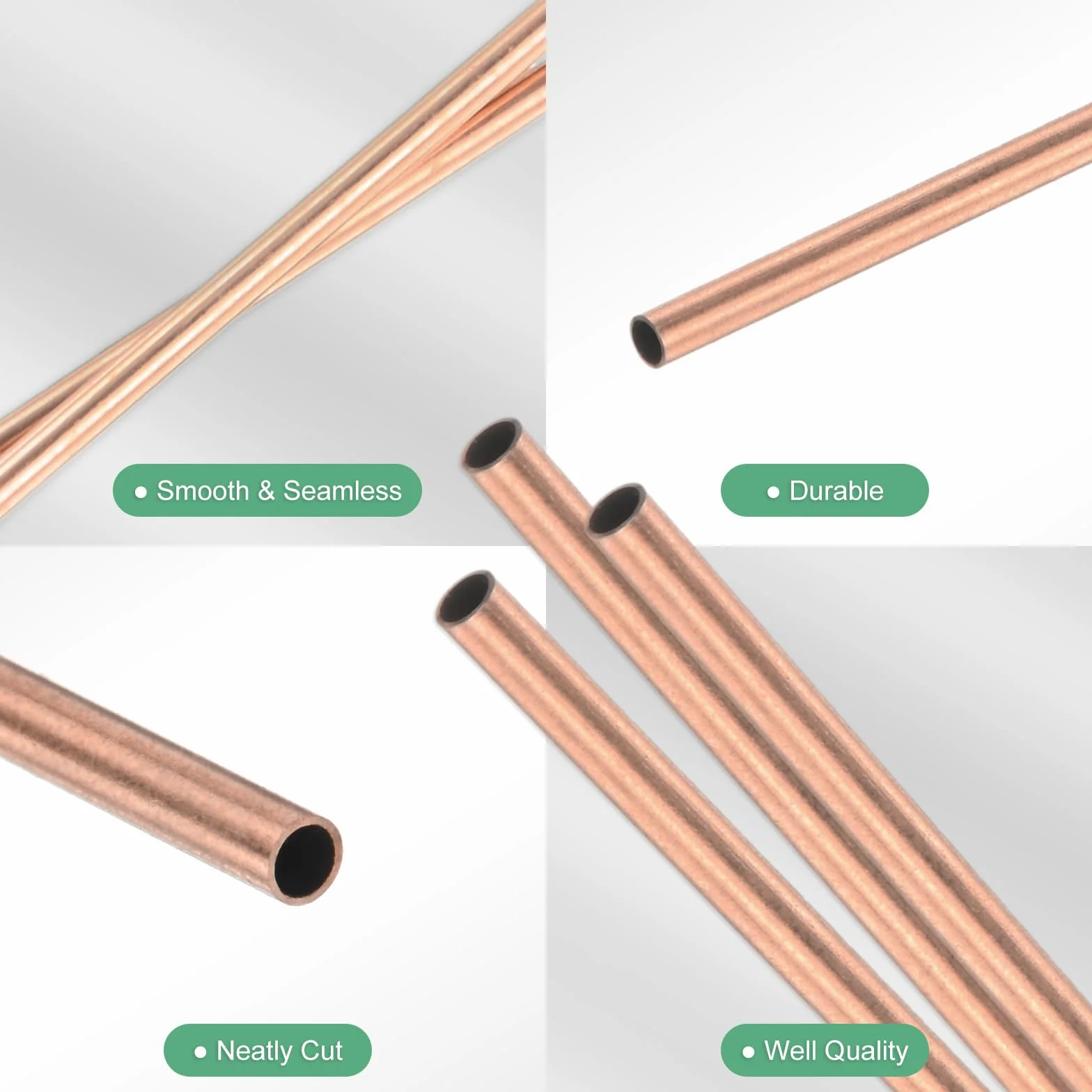 M METERXITY 3-Pack Tubo Rotondo In Rame Da 300 Mm, 2 Mm Diametro Esterno 0,2 Mm Spessore Della Parete Tubo In Rame Senza Saldatura Per Costruzione/Meccanica/Fai Da Te [0,08x0,01x12 Pollici]