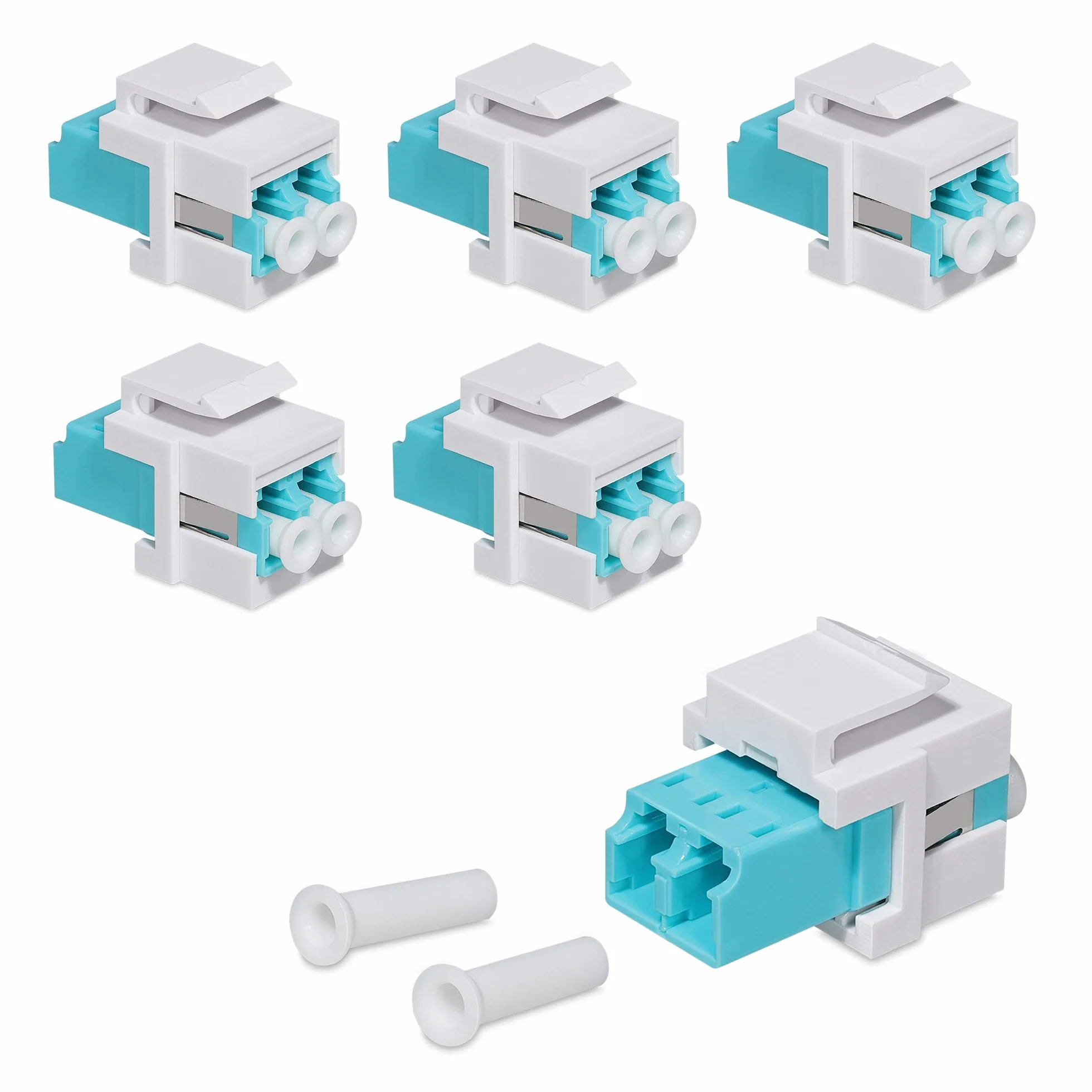 kwmobile 6x Moduli Keystone Multimodalità LC-LC Compatibile OM1 OM2 OM3 OM4 Cavi Fibra 50 62.5 µm