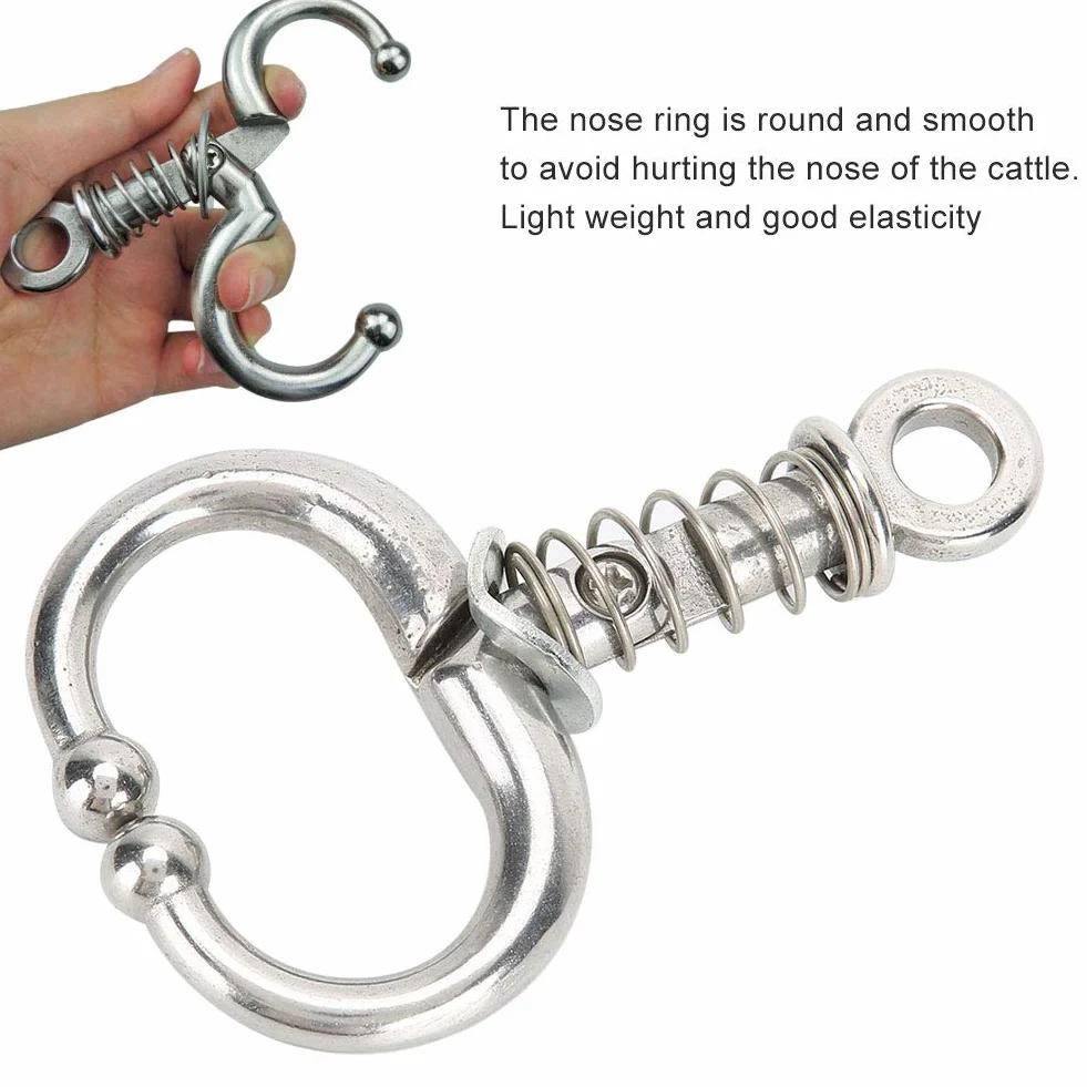Anello da Naso per Bovini a Molla, Clip Naso Mucca senza Perforazione, Accessorio Allevamento Bovino