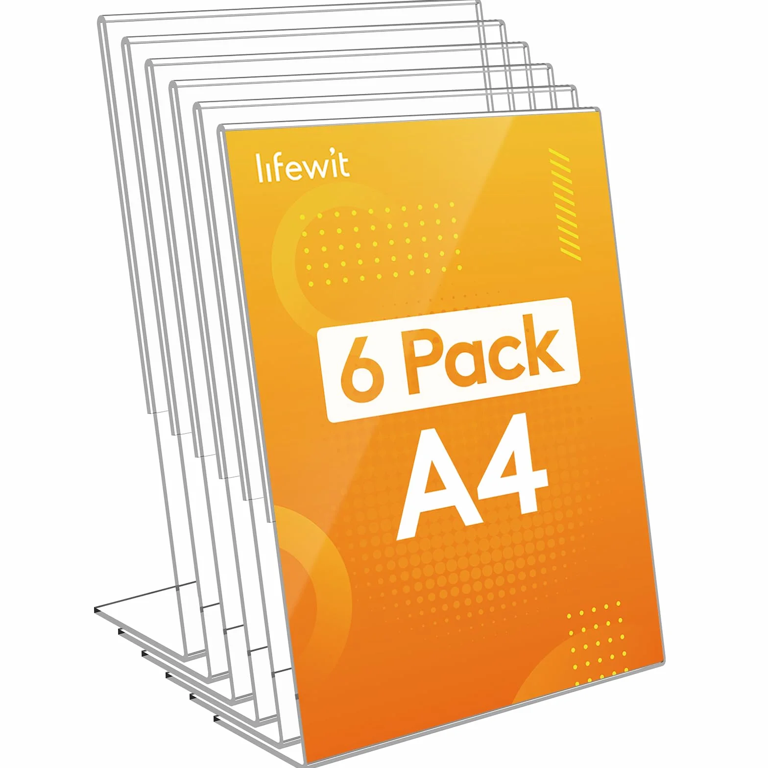 Lifewit 6 Espositori Porta Depliant A4 in Acrilico, Supporto Trasparente a Forma di L, Cornice per Foto, Espositore Volantini per Reception, Ufficio, Negozio, Ristorante, Hotel, 30 x 21 cm