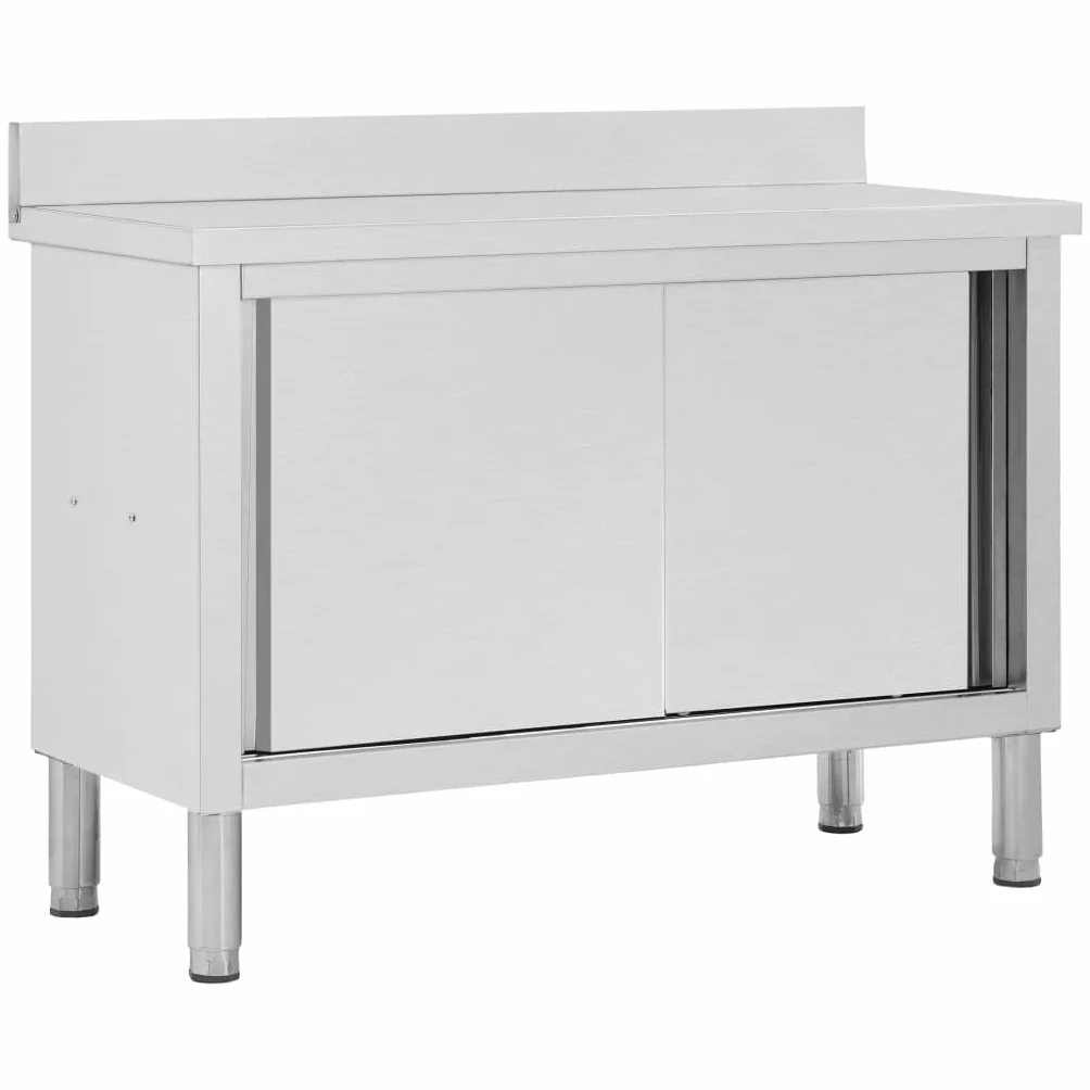 vidaXL Banco da Lavoro con Ante Scorrevoli in Acciaio Inox 120x50x95cm