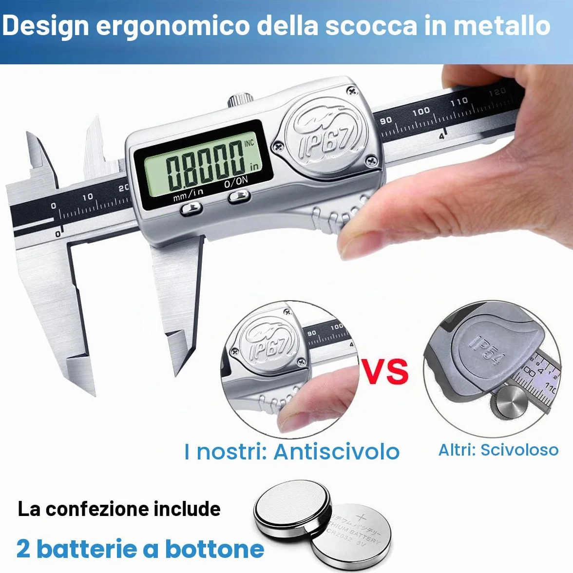 Kynup Calibro digitale 0-6 pollici/150 mm IP67 acciaio inossidabile