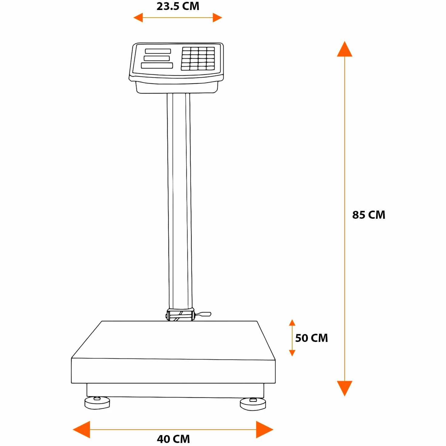 Bilancia Industriale Digitale 300 Kg Display LCD Retroilluminato Asta Pieghevole Piattaforma Acciaio