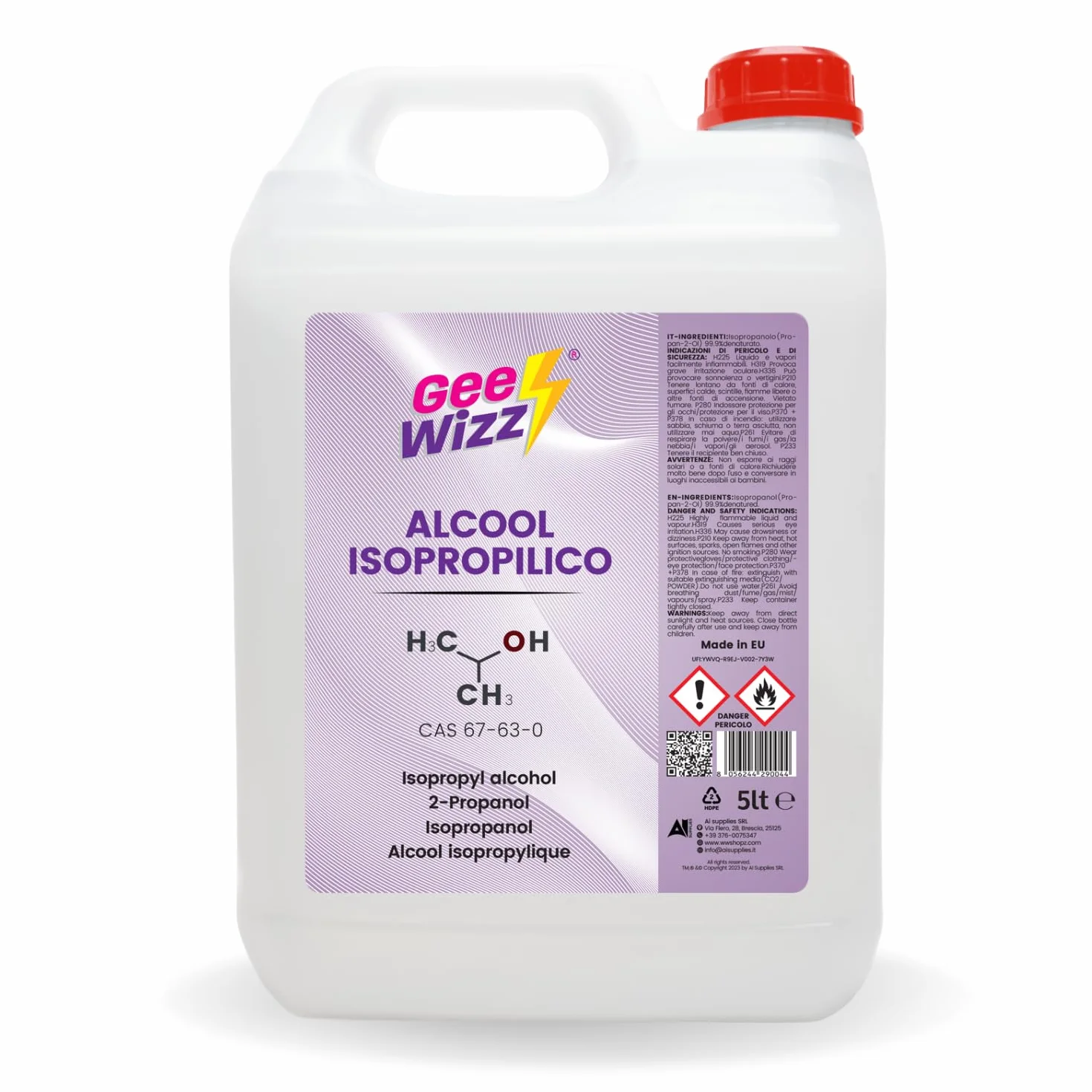 Alcool Isopropilico Puro 5 L Detergente Multiuso per Pulizia Elettronica