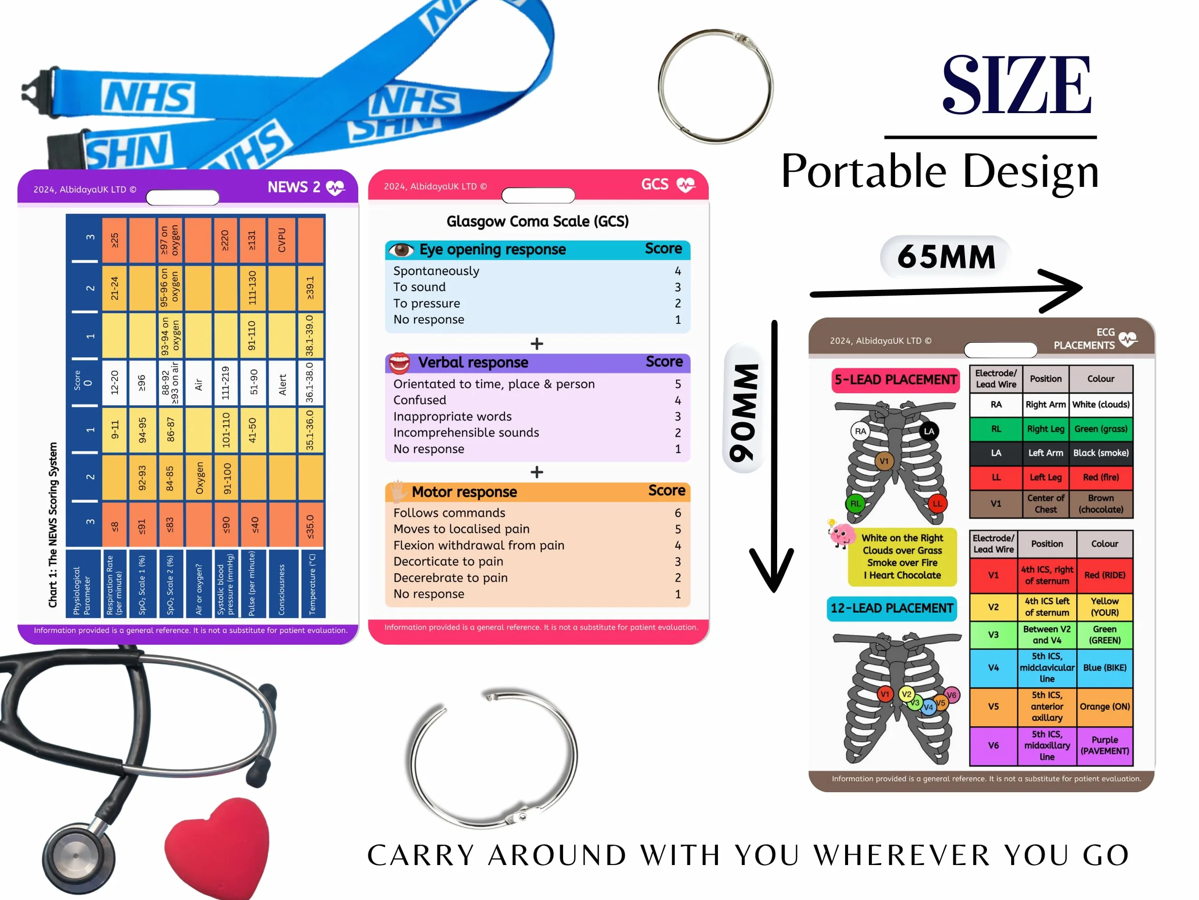 Set di carte di riferimento per assistenza medica infermieristica, credenziali sanitarie per studenti, note di riferimento infermieristico, carte di infermieristica, carte di badge clinico, educativo